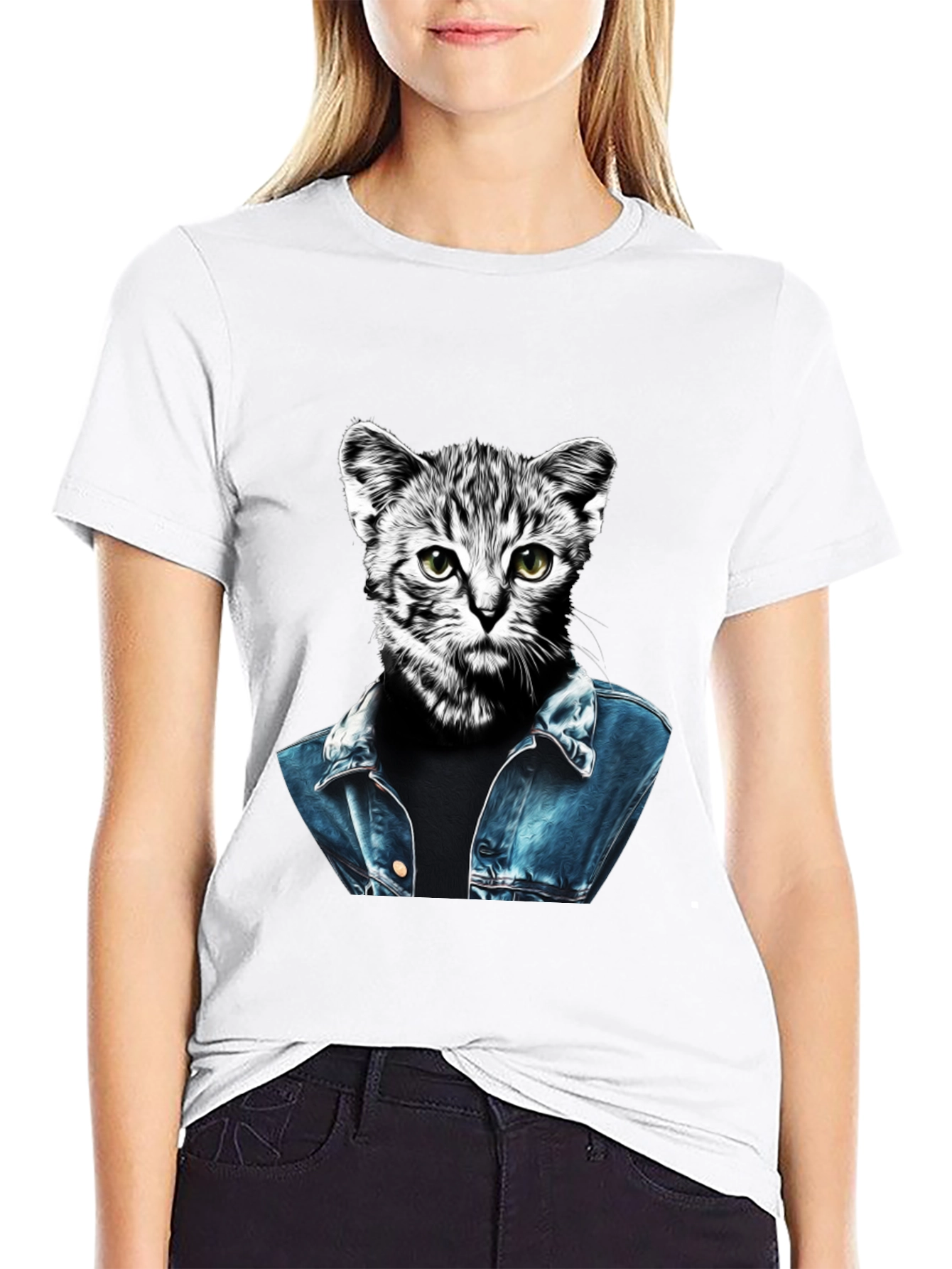 Cool Cat Denim Jacket T-Shirt
