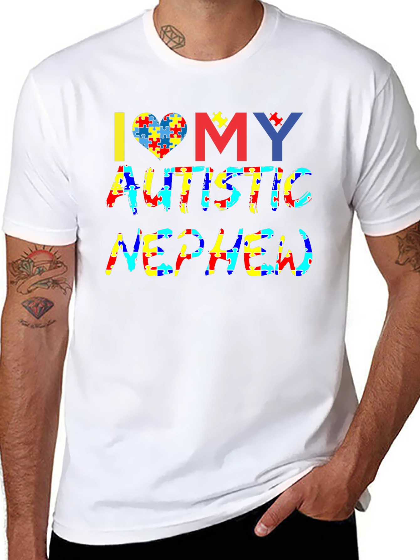 Autism Awareness I Love My Autistic Nephew T-Shirt
