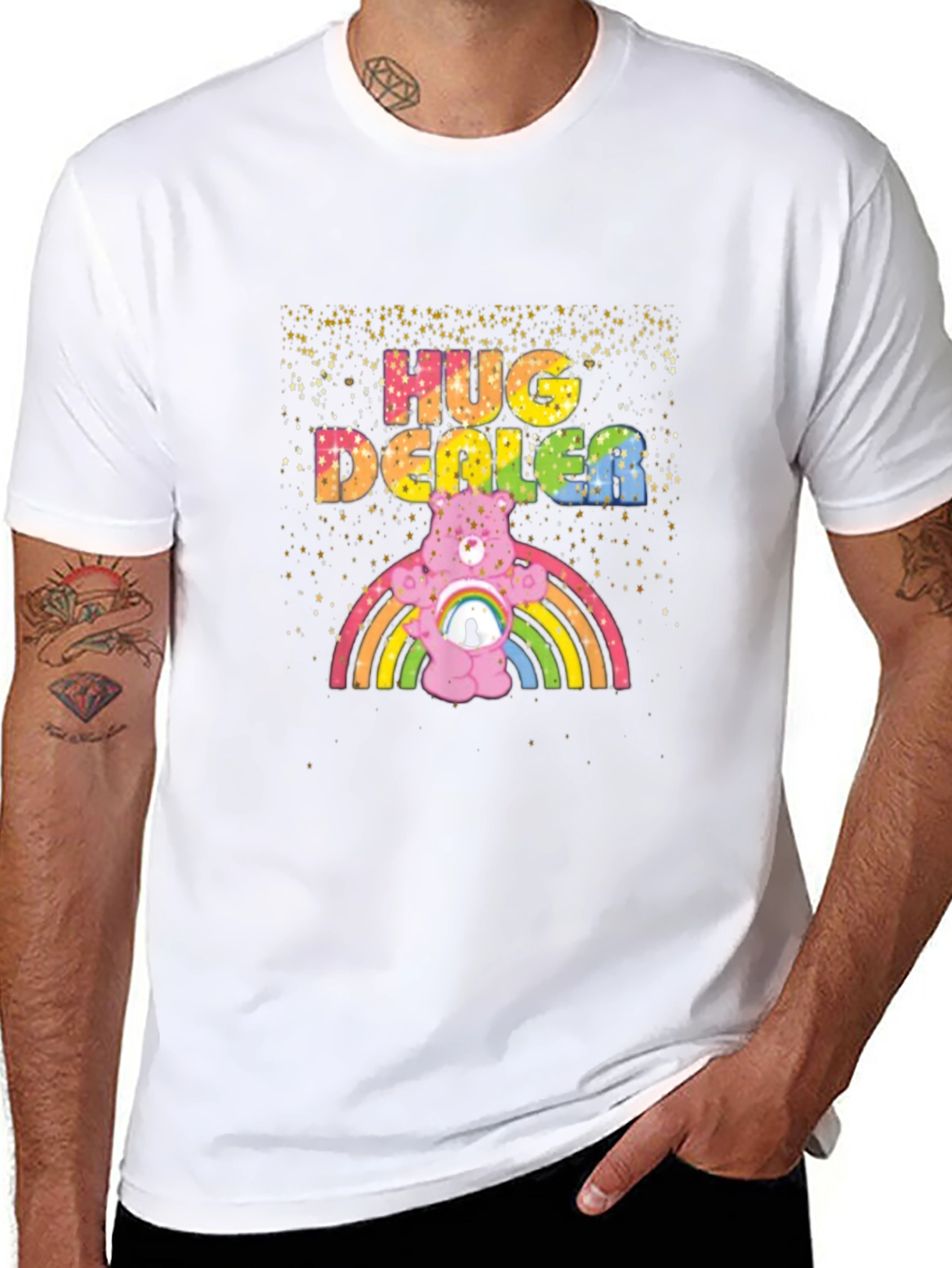 Hug Dealer Graphic Tee - Black Crew Neck T-Shirt