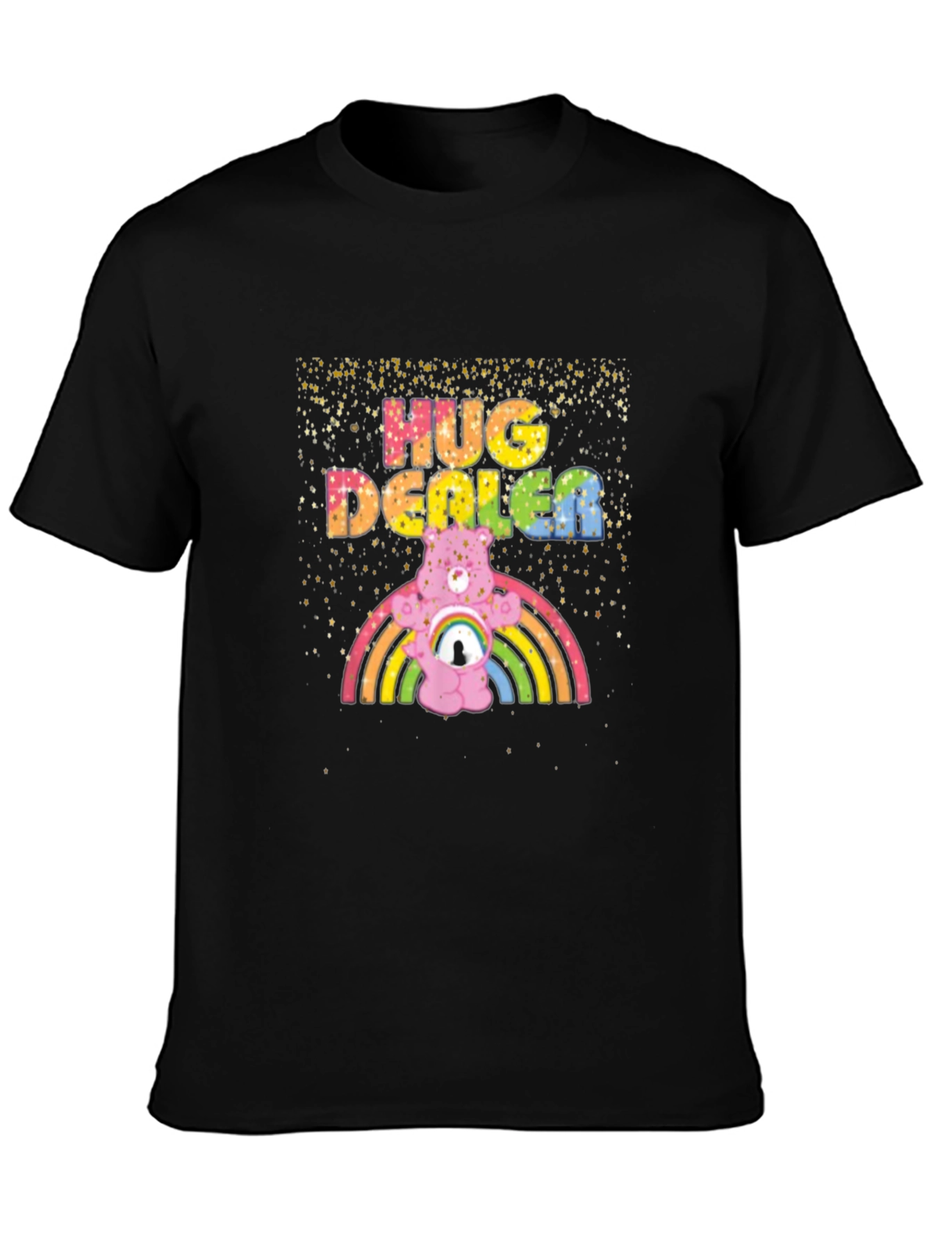 Hug Dealer Graphic Tee - Black Crew Neck T-Shirt