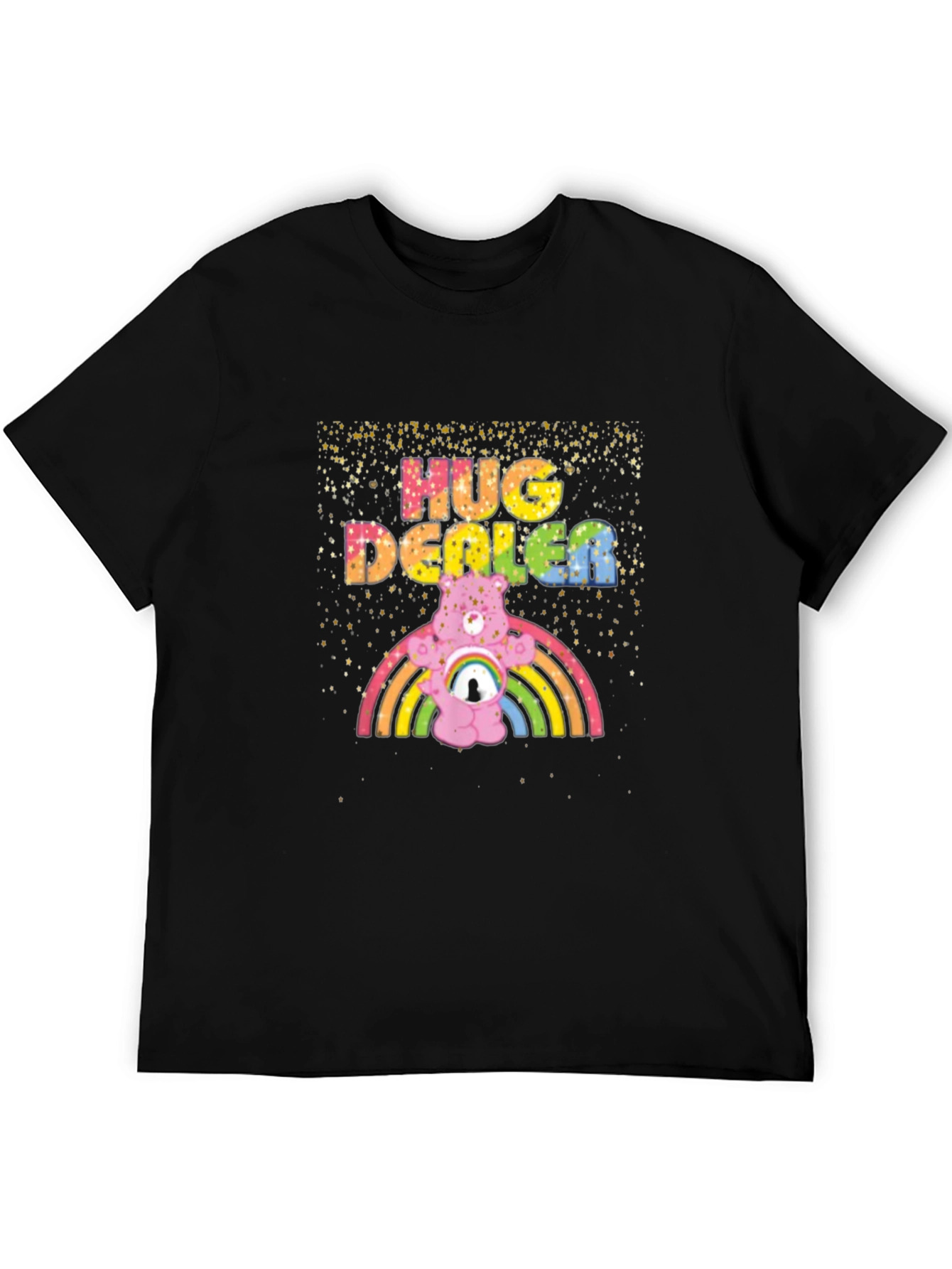 Hug Dealer Graphic Tee - Black Crew Neck T-Shirt