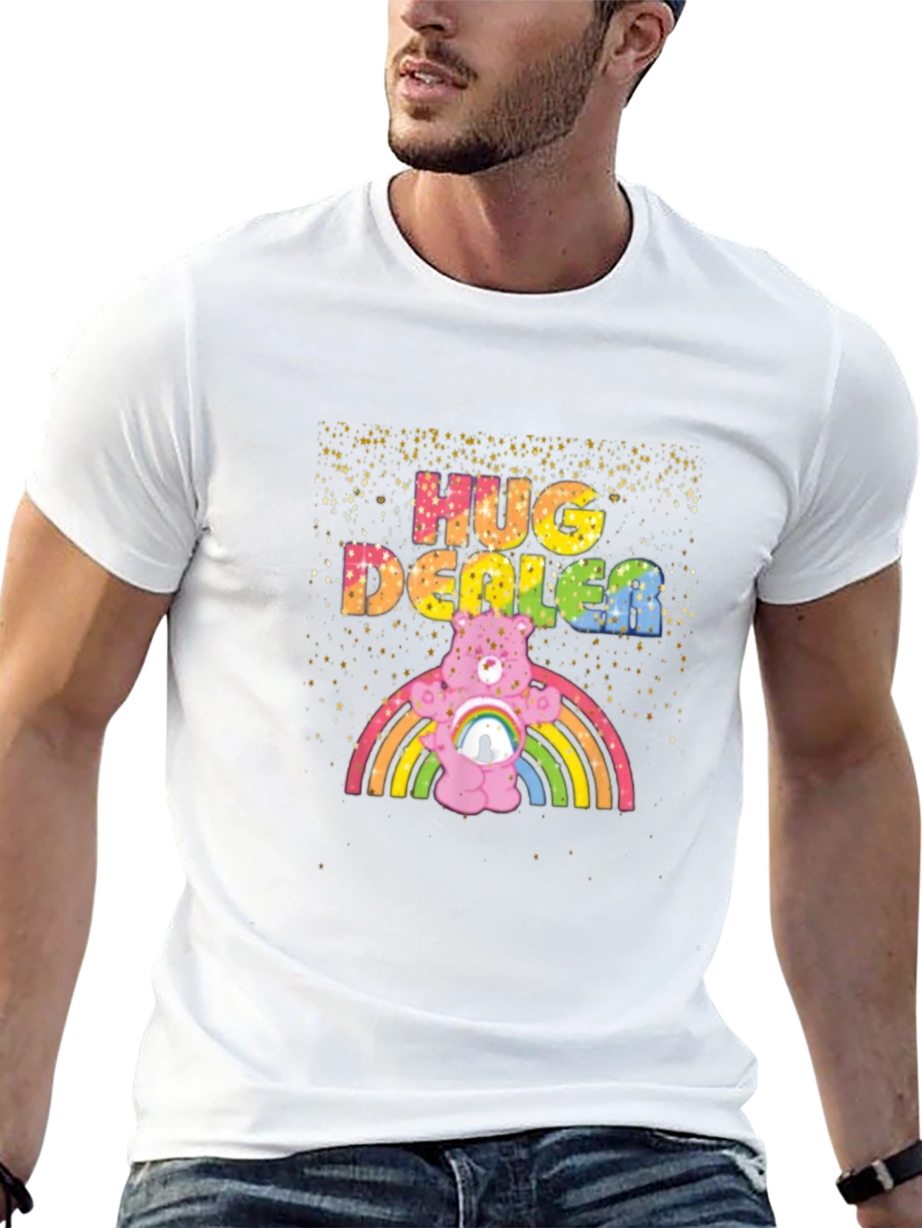 Hug Dealer Graphic Tee - Black Crew Neck T-Shirt