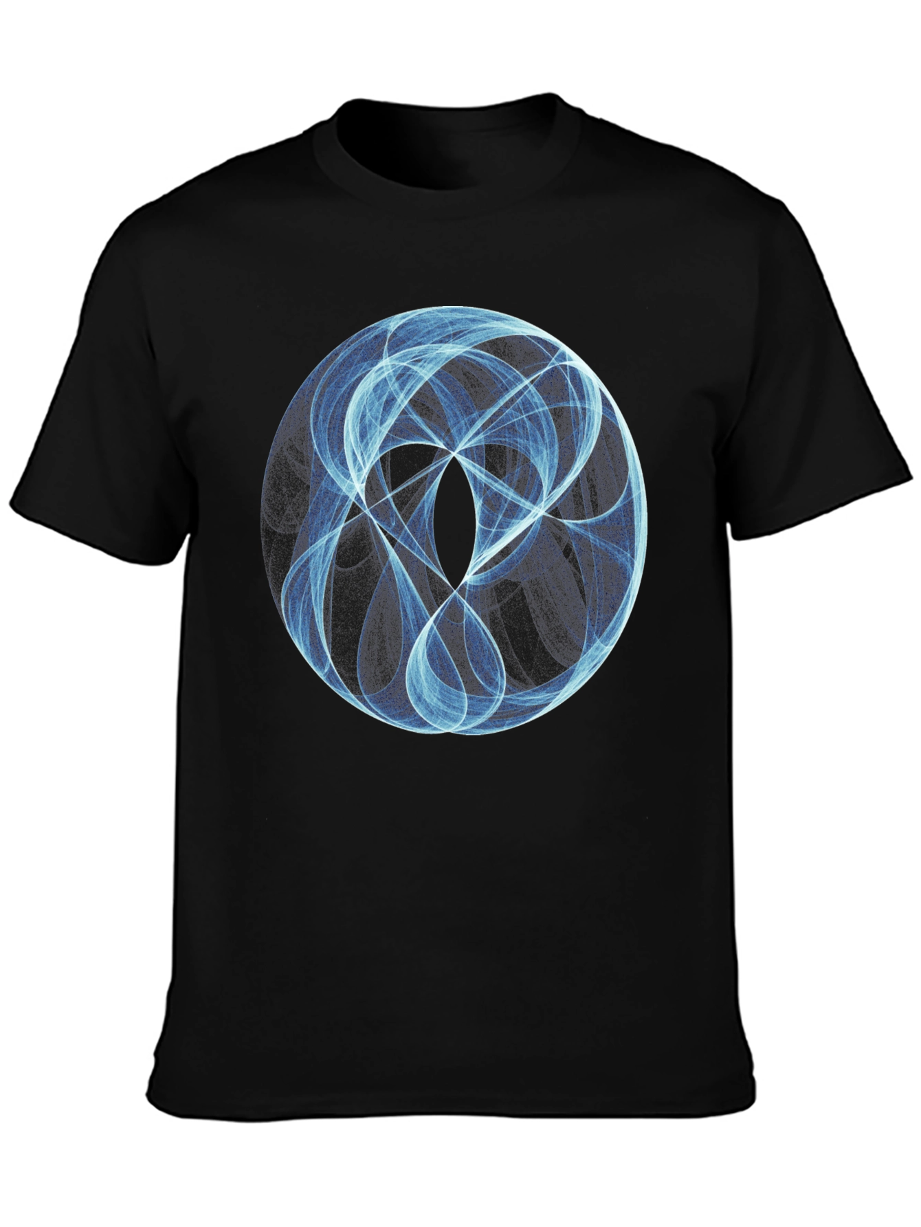 Abstract Blue Circle Graphic Black T-Shirt