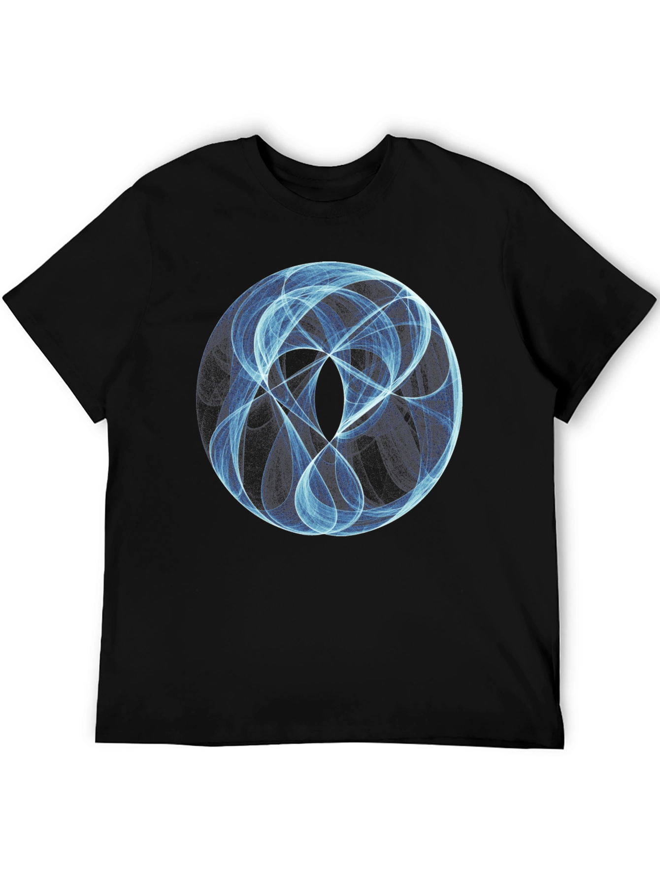 Abstract Blue Circle Graphic Black T-Shirt