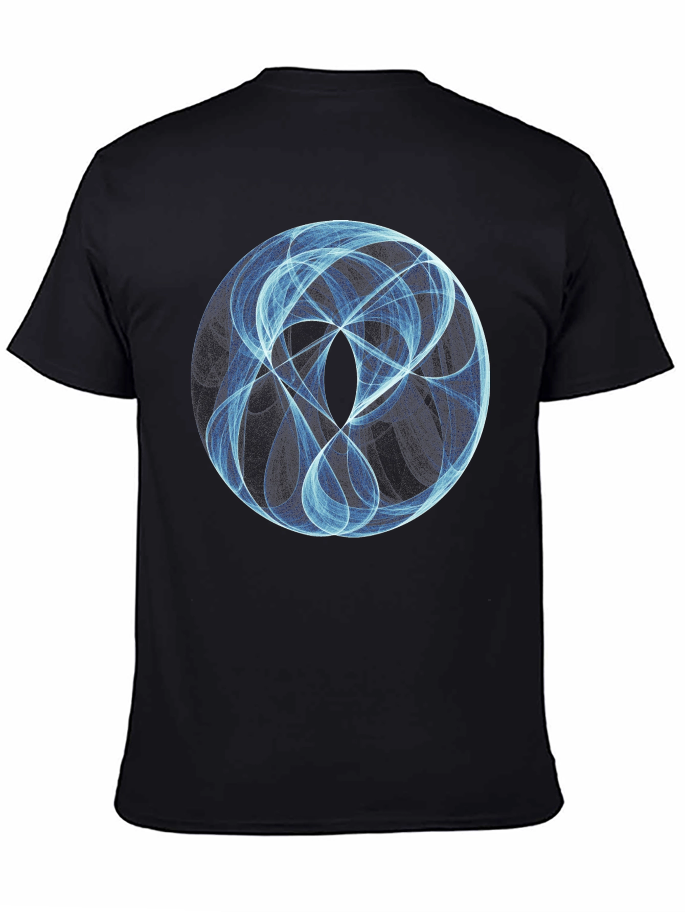 Abstract Blue Circle Graphic Black T-Shirt