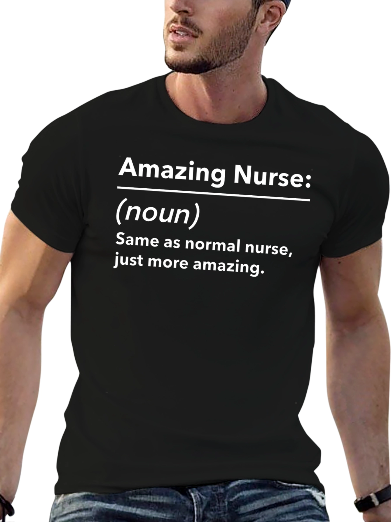 Amazing Nurse Definition Black T-Shirt
