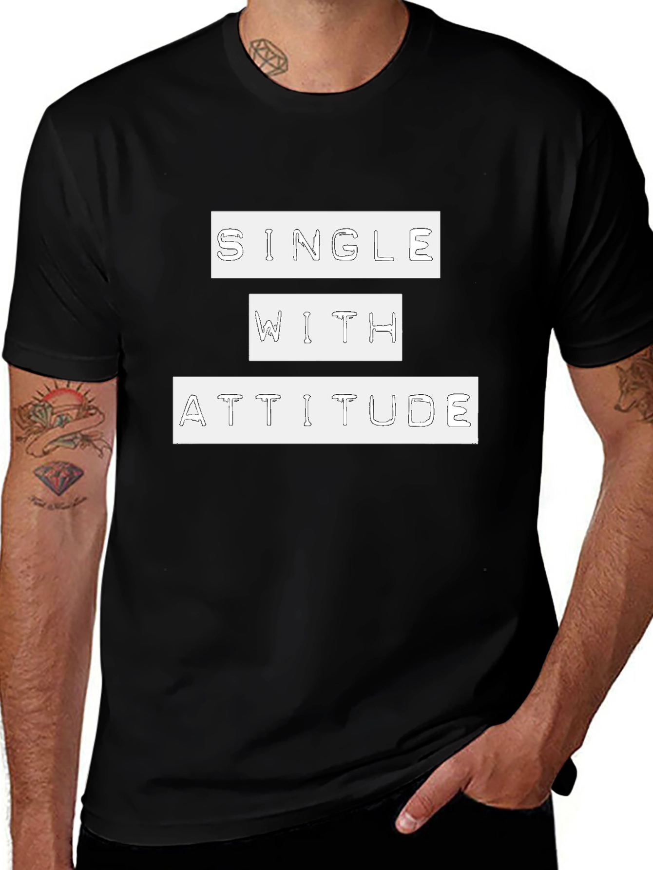 Single With Attitude Graphic Tee - Black Cotton