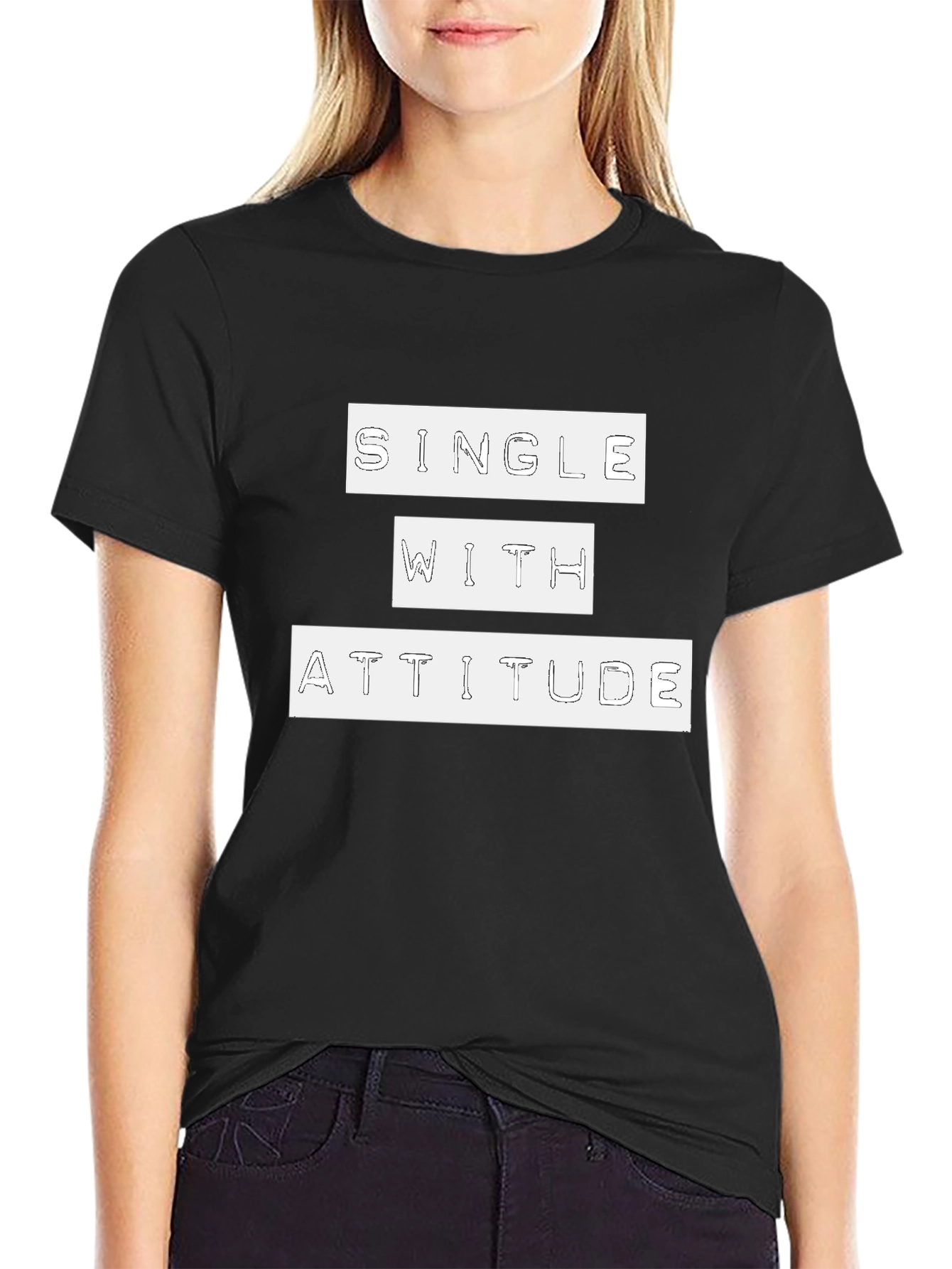 Single With Attitude Graphic Tee - Black Cotton
