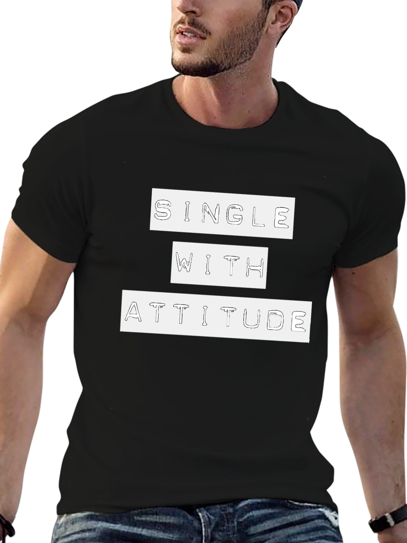Single With Attitude Graphic Tee - Black Cotton