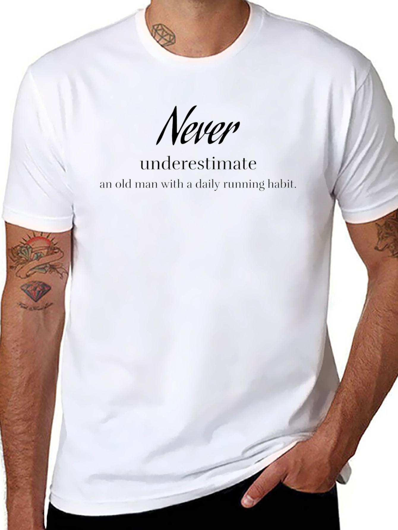 Never Underestimate Old Man Running T-Shirt