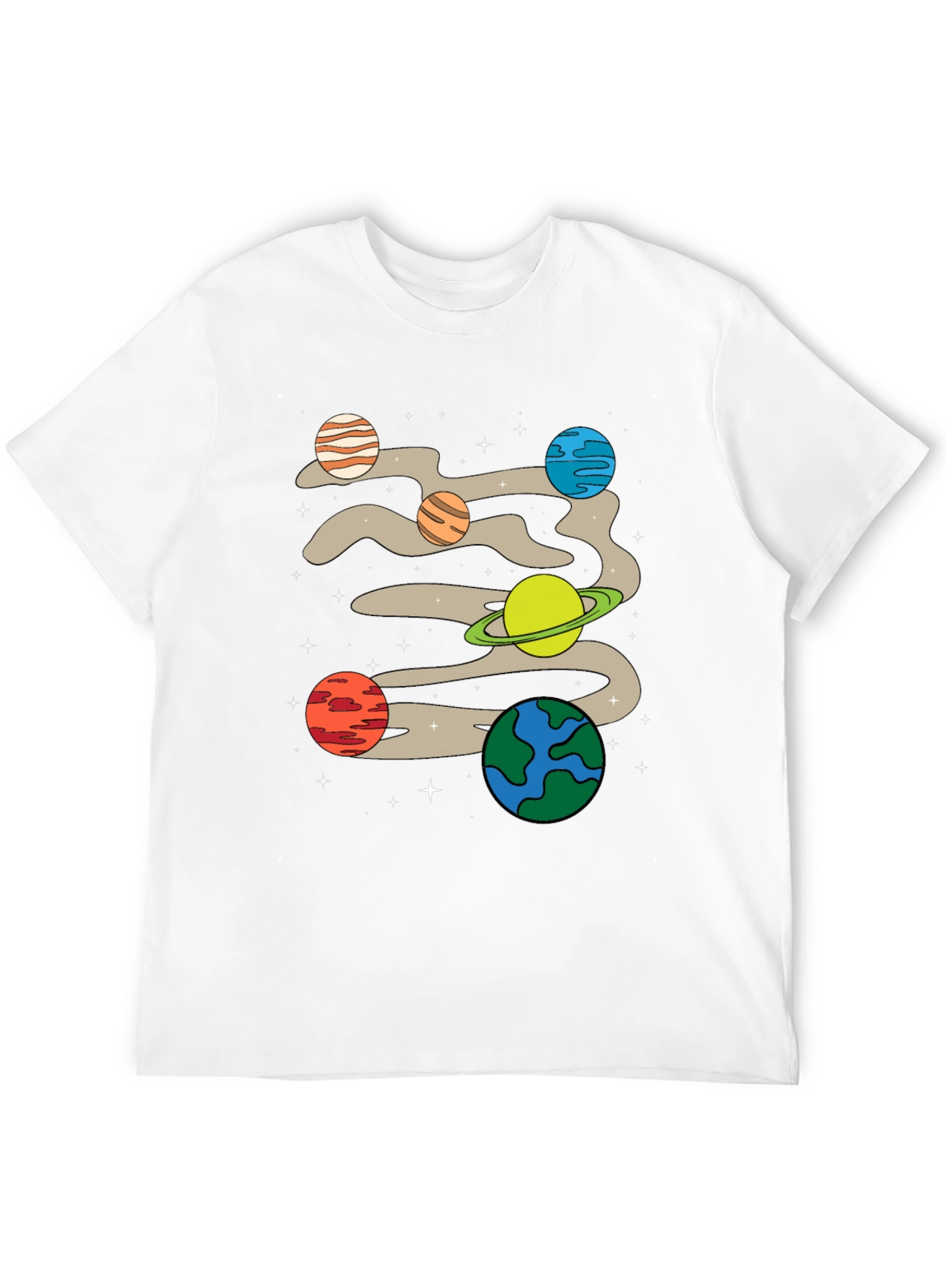 Planets Graphic Print Black T-Shirt