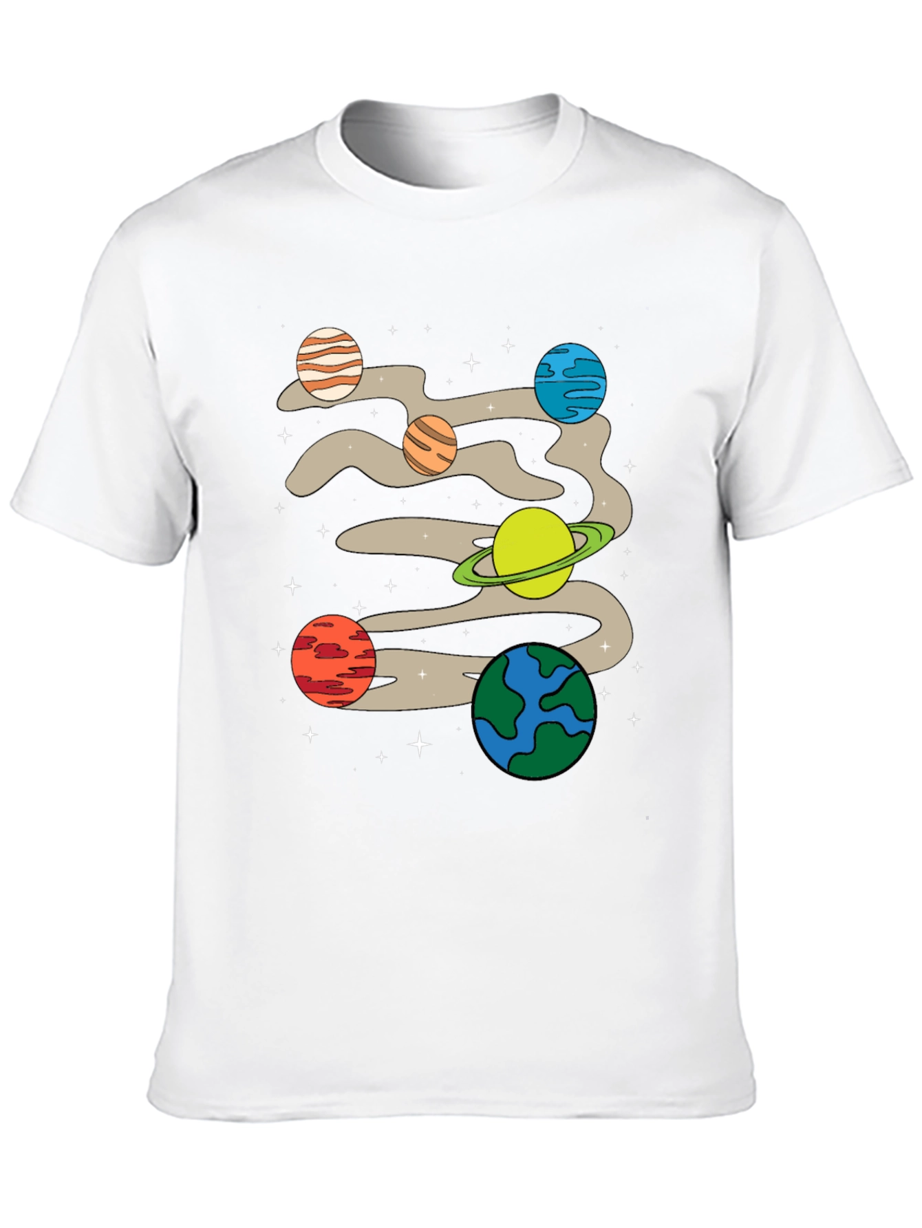 Planets Graphic Print Black T-Shirt