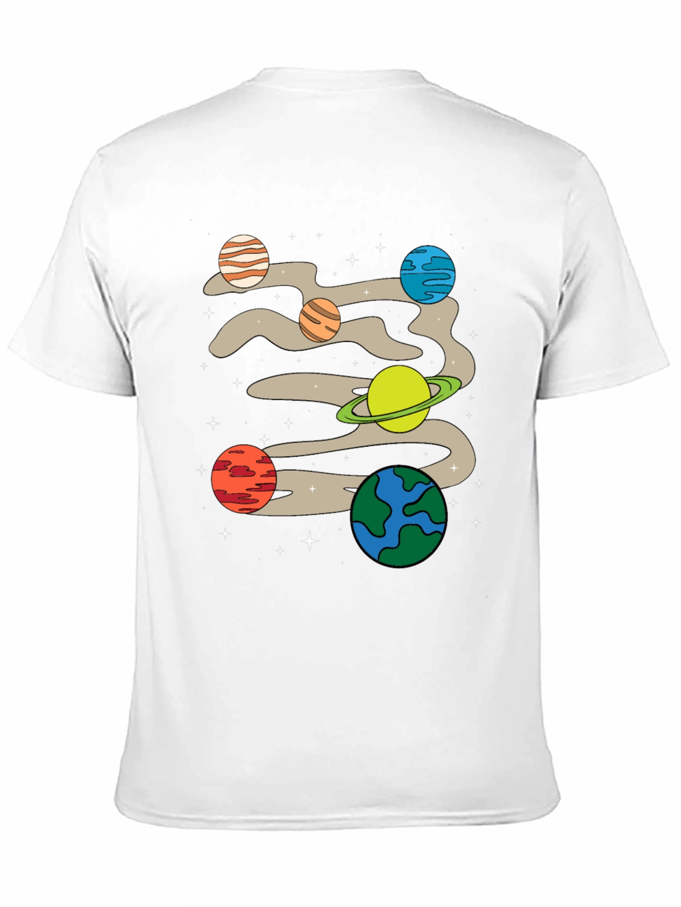 Planets Graphic Print Black T-Shirt