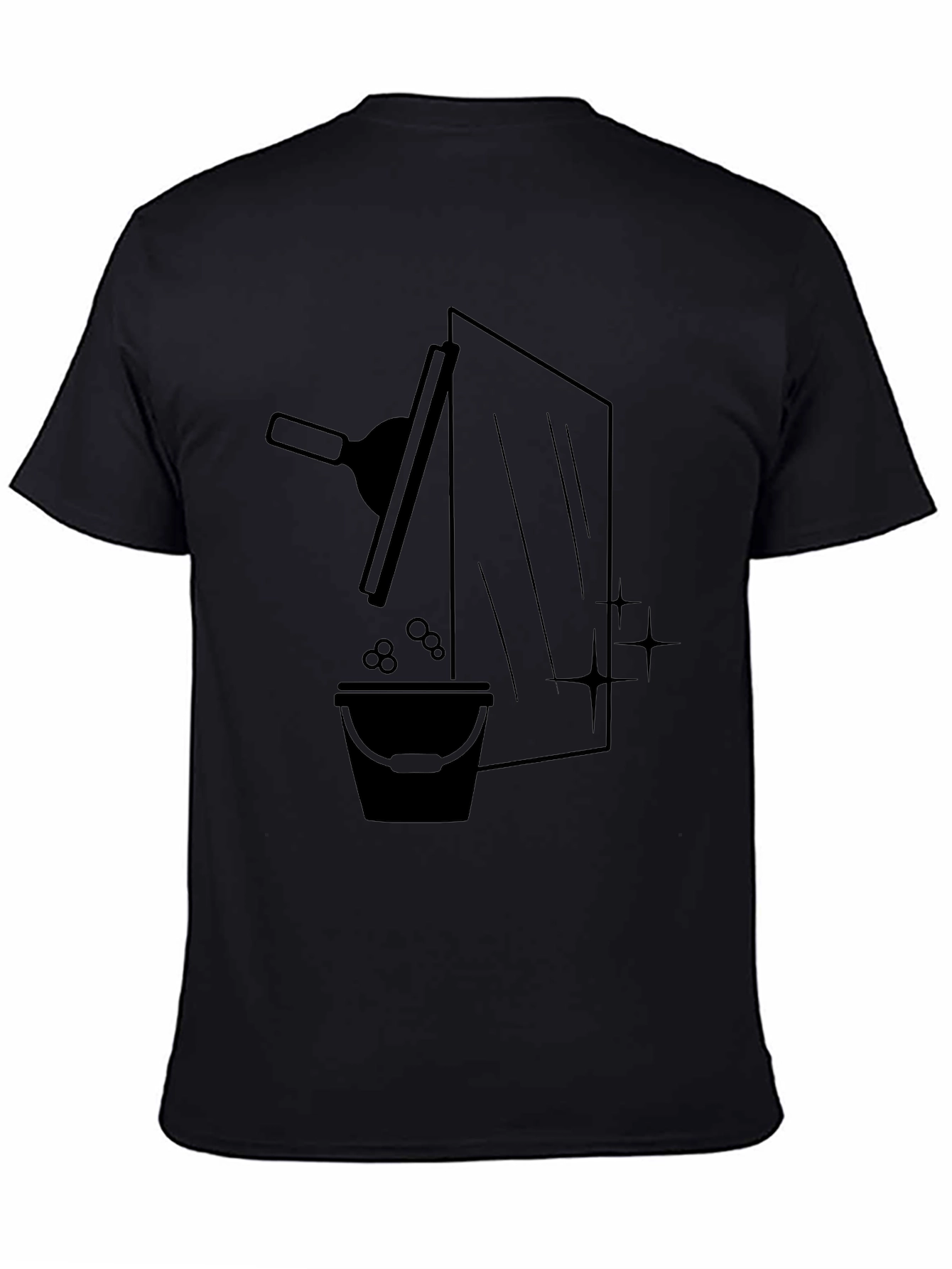 Window Washer Graphic Tee - Black Crew Neck T-Shirt