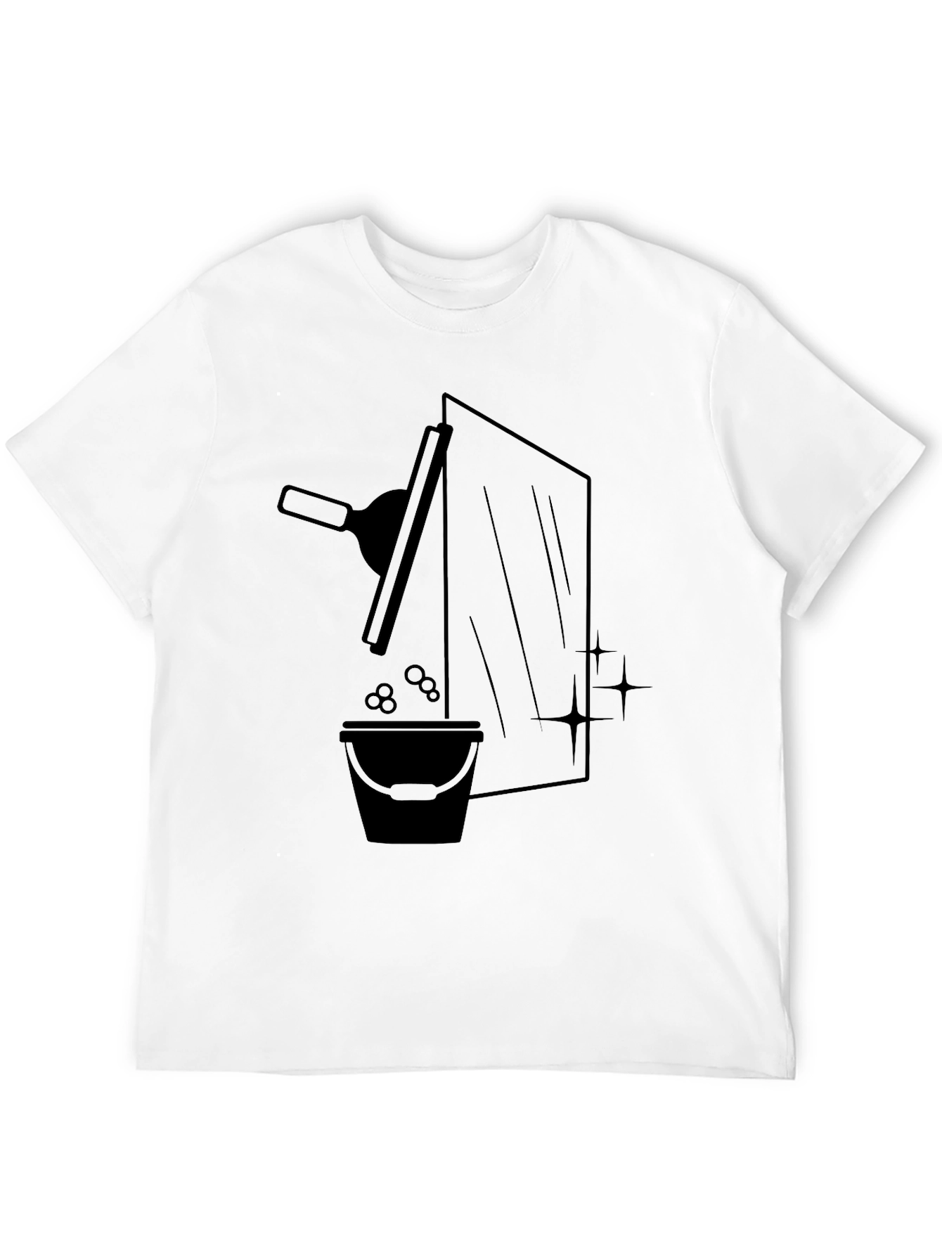 Window Washer Graphic Tee - Black Crew Neck T-Shirt