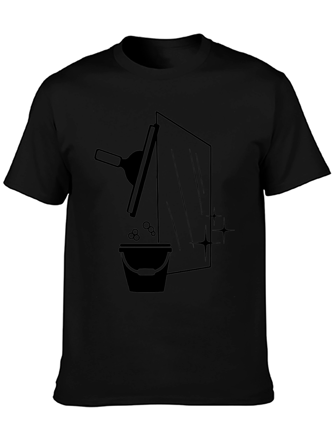 Window Washer Graphic Tee - Black Crew Neck T-Shirt