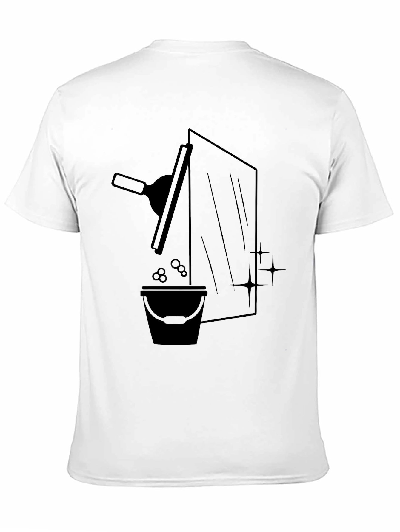 Window Washer Graphic Tee - Black Crew Neck T-Shirt