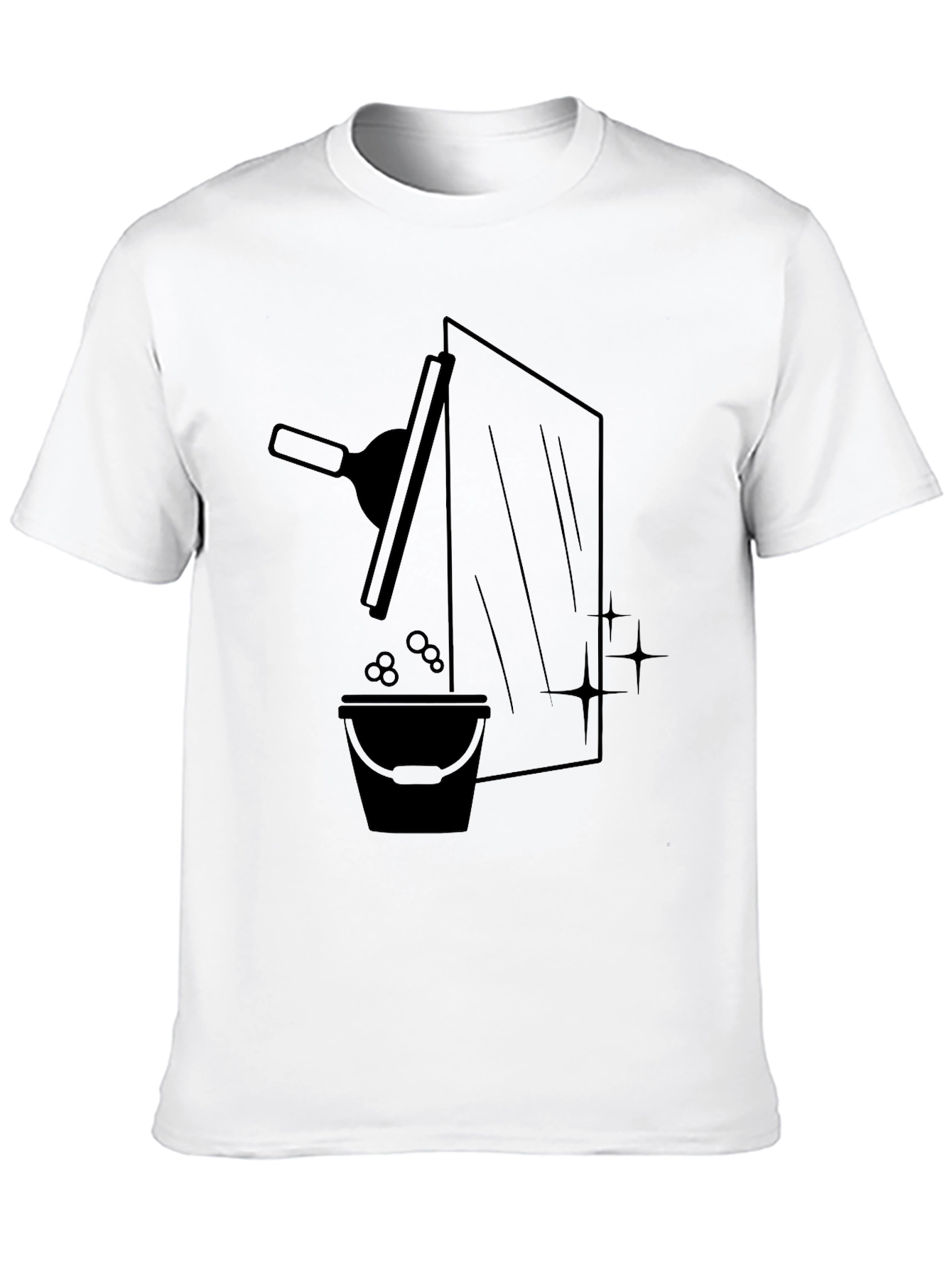 Window Washer Graphic Tee - Black Crew Neck T-Shirt