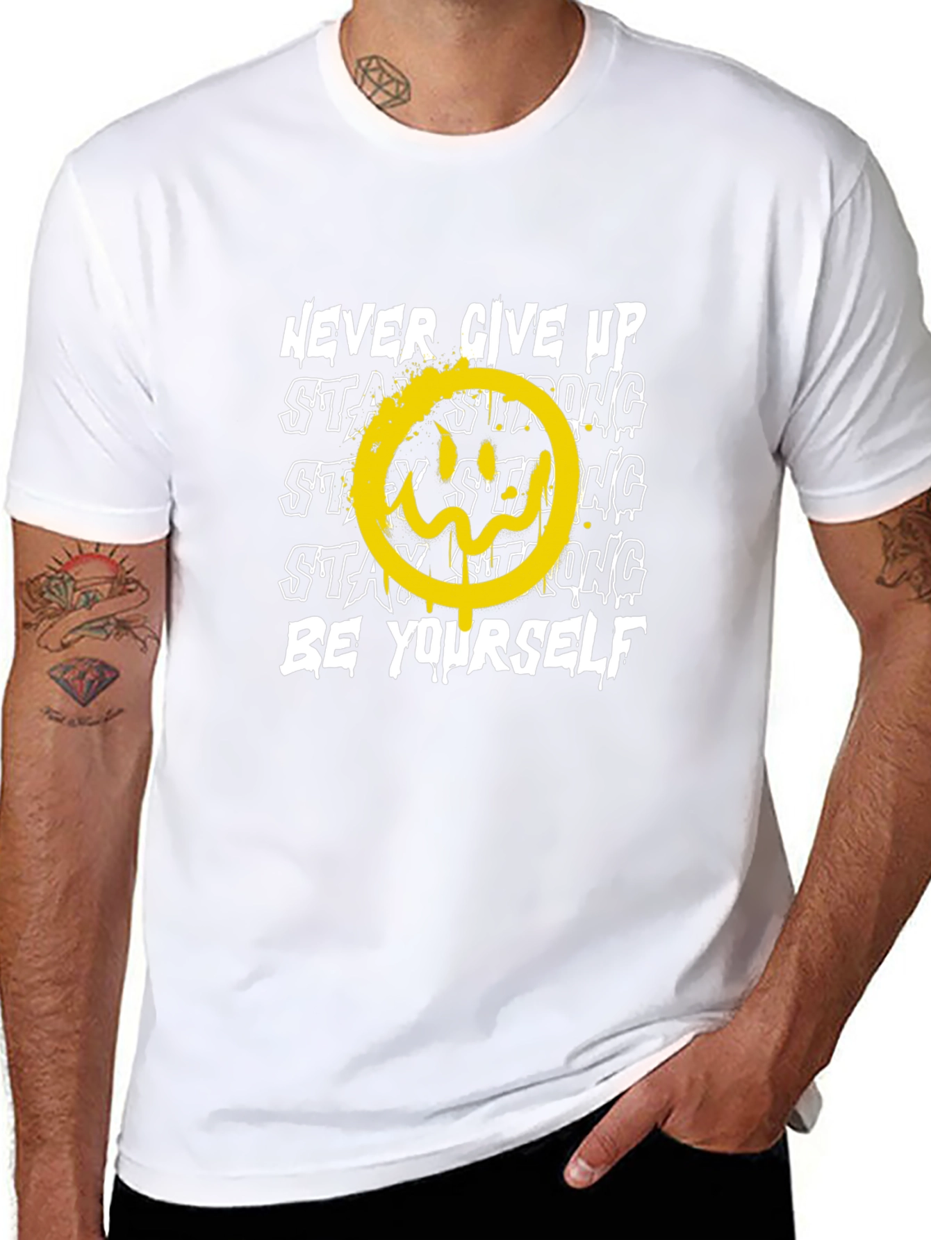 Motivational Graphic Tee - Never Give Up Stay Strong!