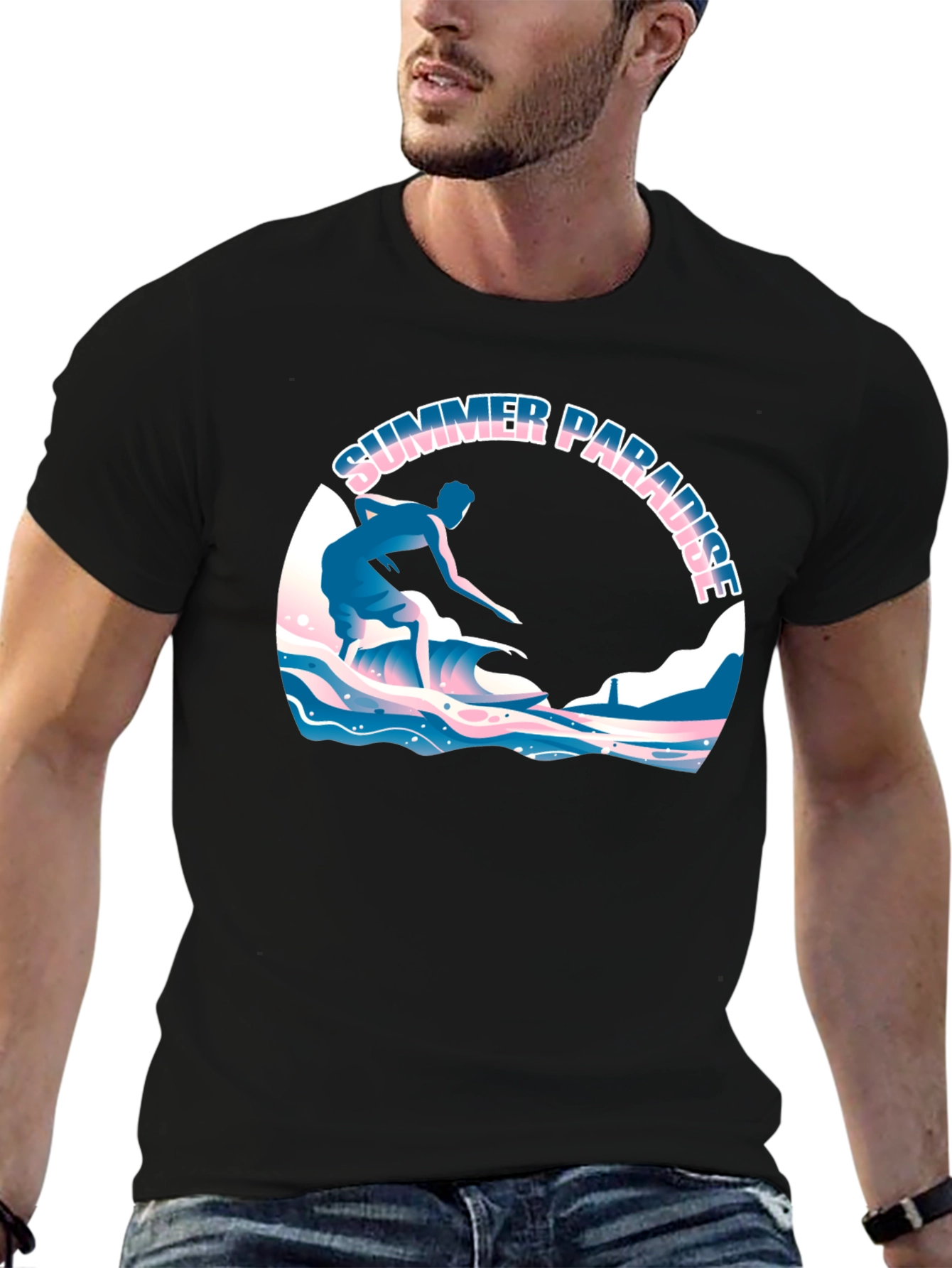 Summer Paradise Surfing Graphic T-Shirt