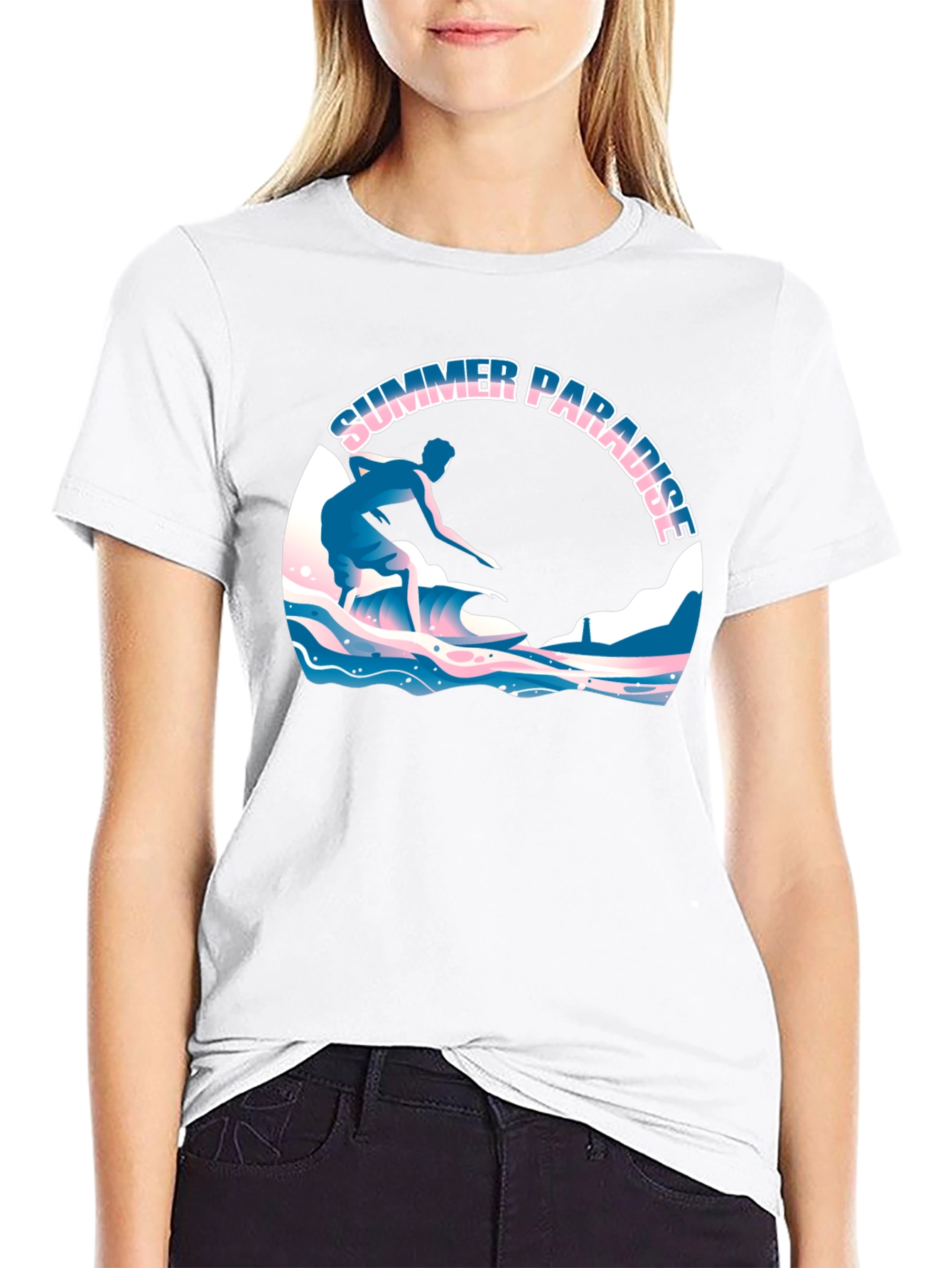 Summer Paradise Surfing Graphic T-Shirt