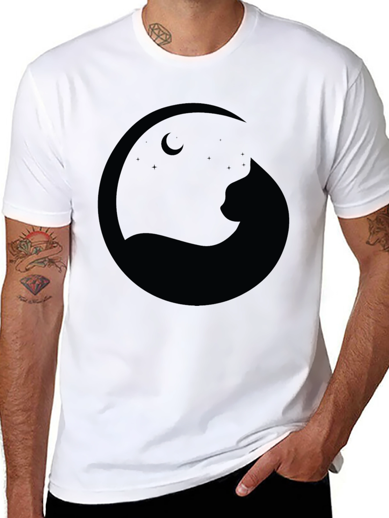 Black Cat Moon Silhouette T-Shirt