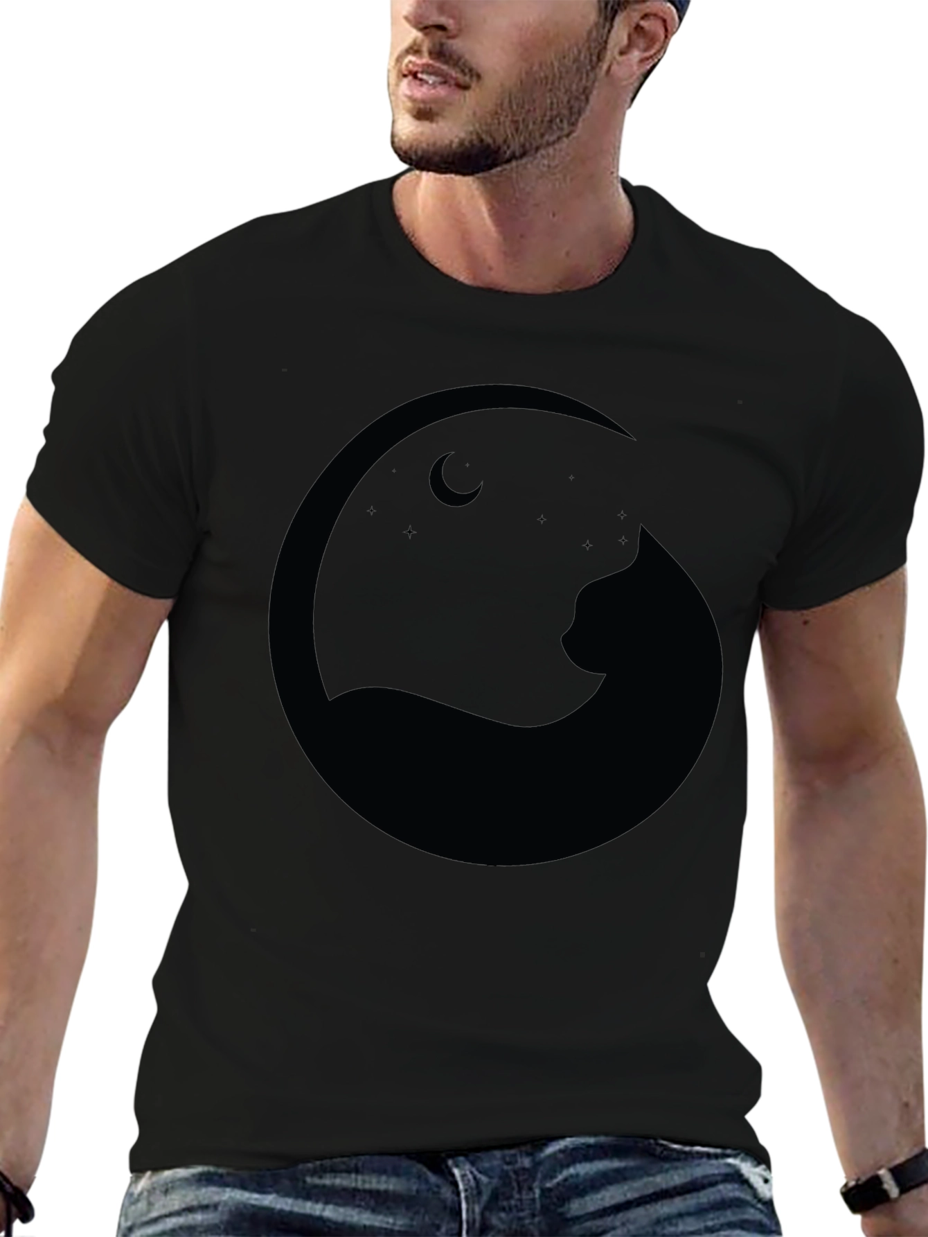 Black Cat Moon Silhouette T-Shirt