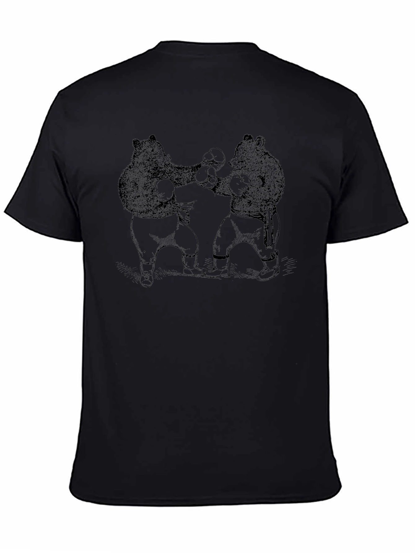 Boxing Bears Graphic Tee - Black Cotton T-Shirt