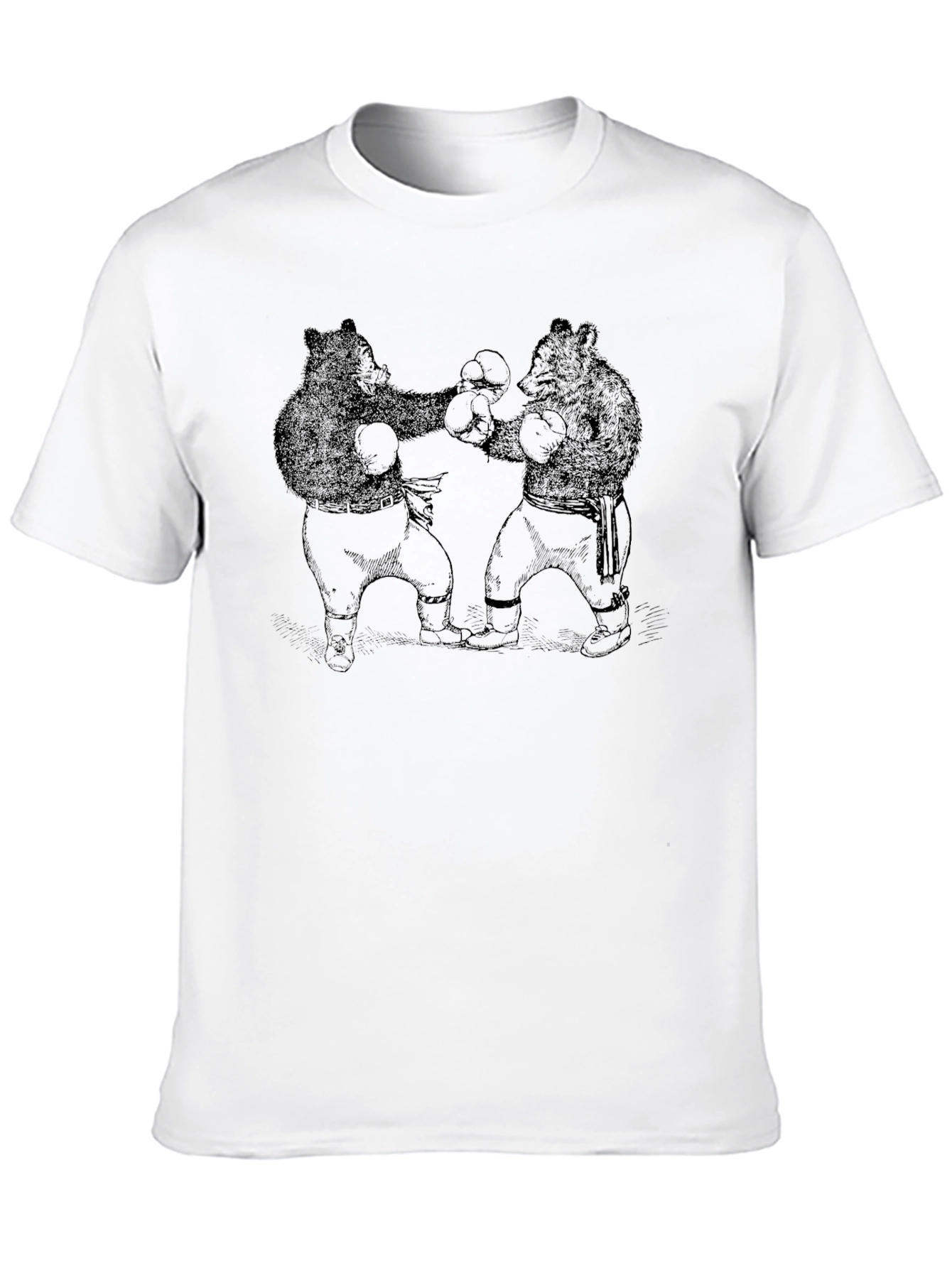 Boxing Bears Graphic Tee - Black Cotton T-Shirt