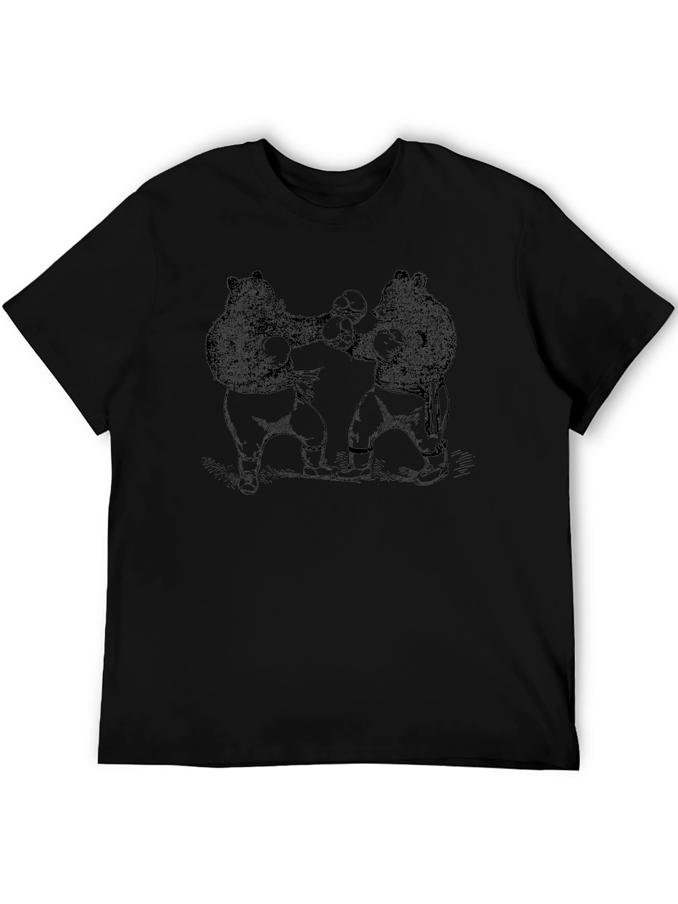 Boxing Bears Graphic Tee - Black Cotton T-Shirt
