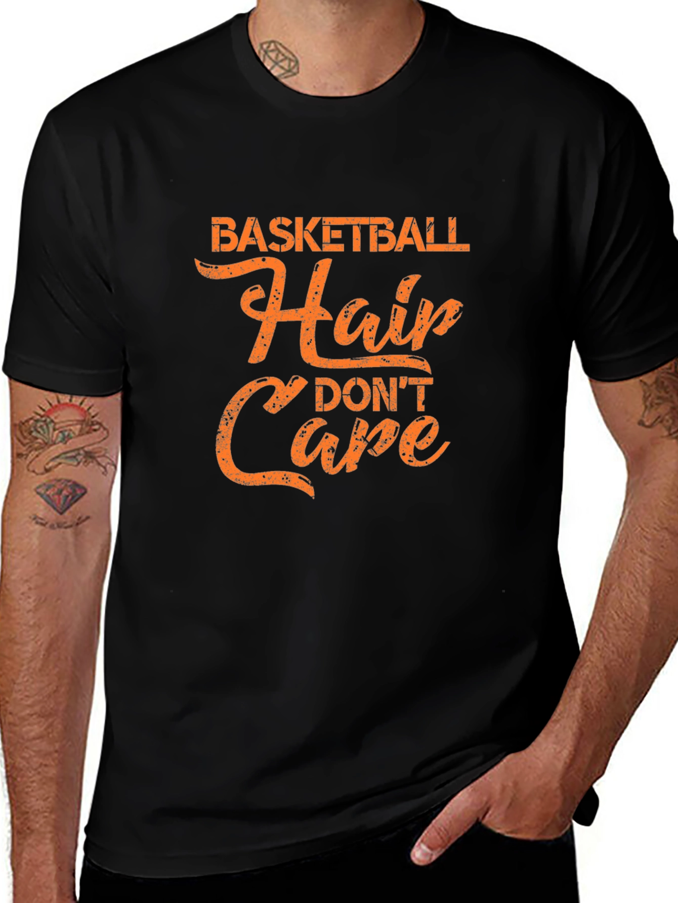 Basketball Hair Dont Care Black Tee