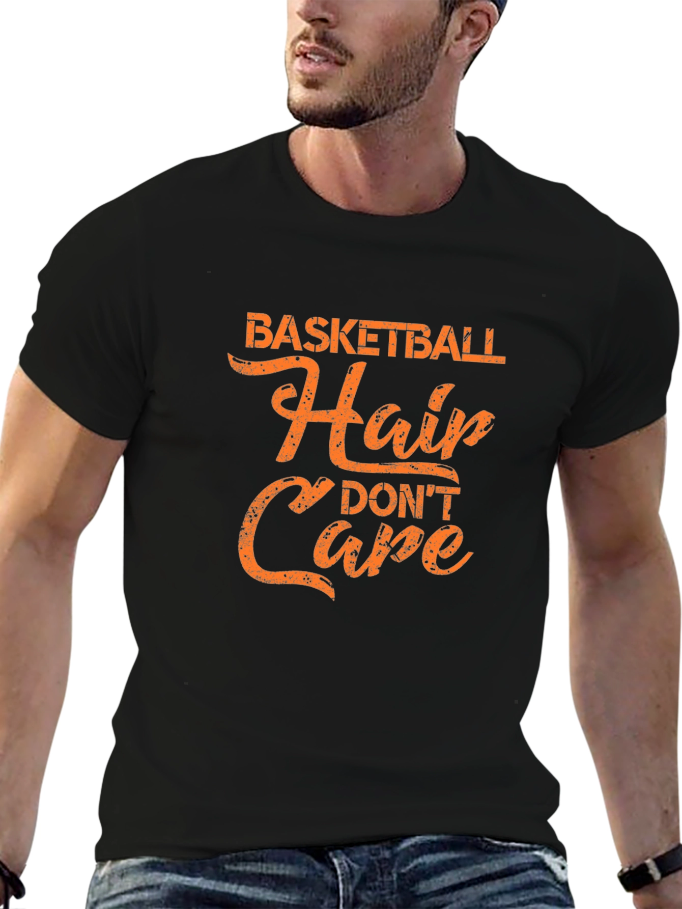 Basketball Hair Dont Care Black Tee