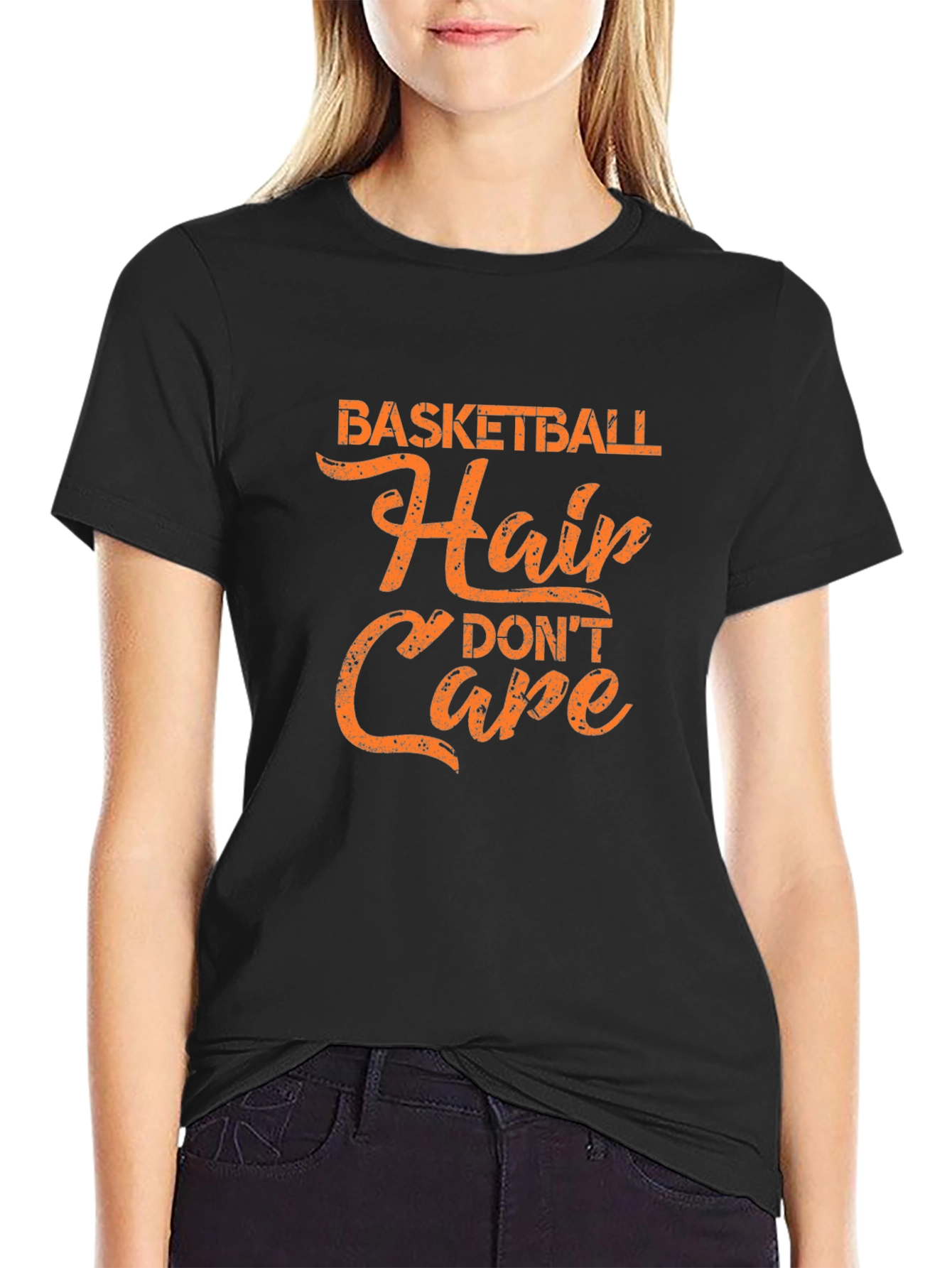 Basketball Hair Dont Care Black Tee