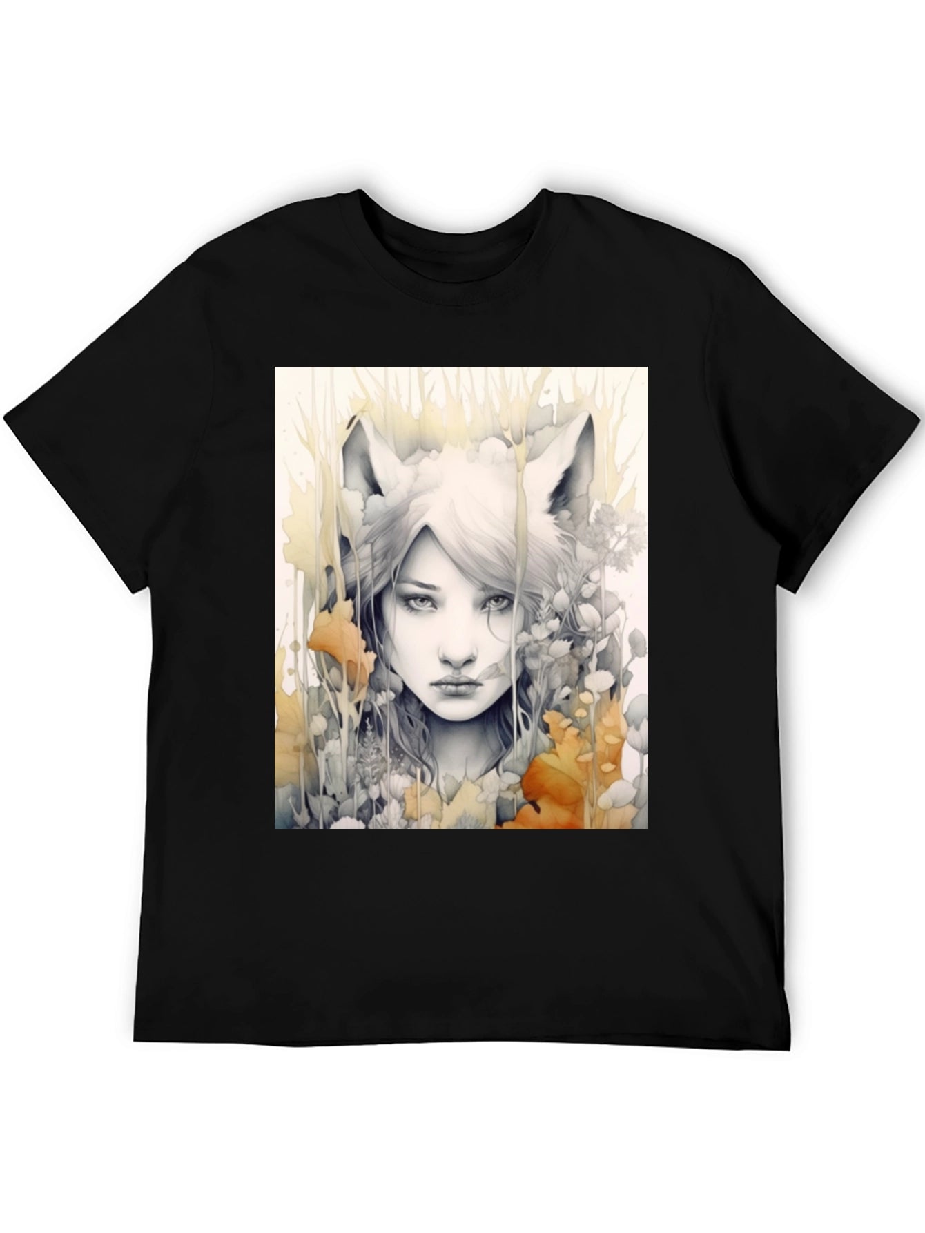 Mystic Fox Girl Graphic Tee - Unique Design