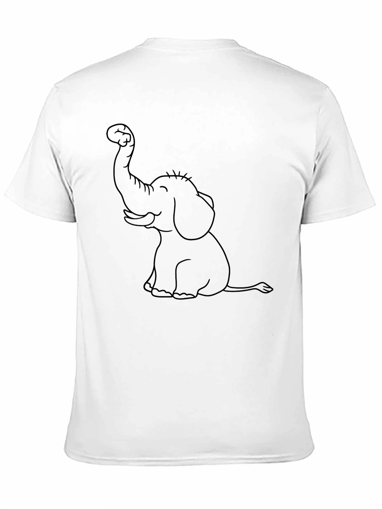 Elephant Outline Black T-Shirt - Cute Cartoon Tee