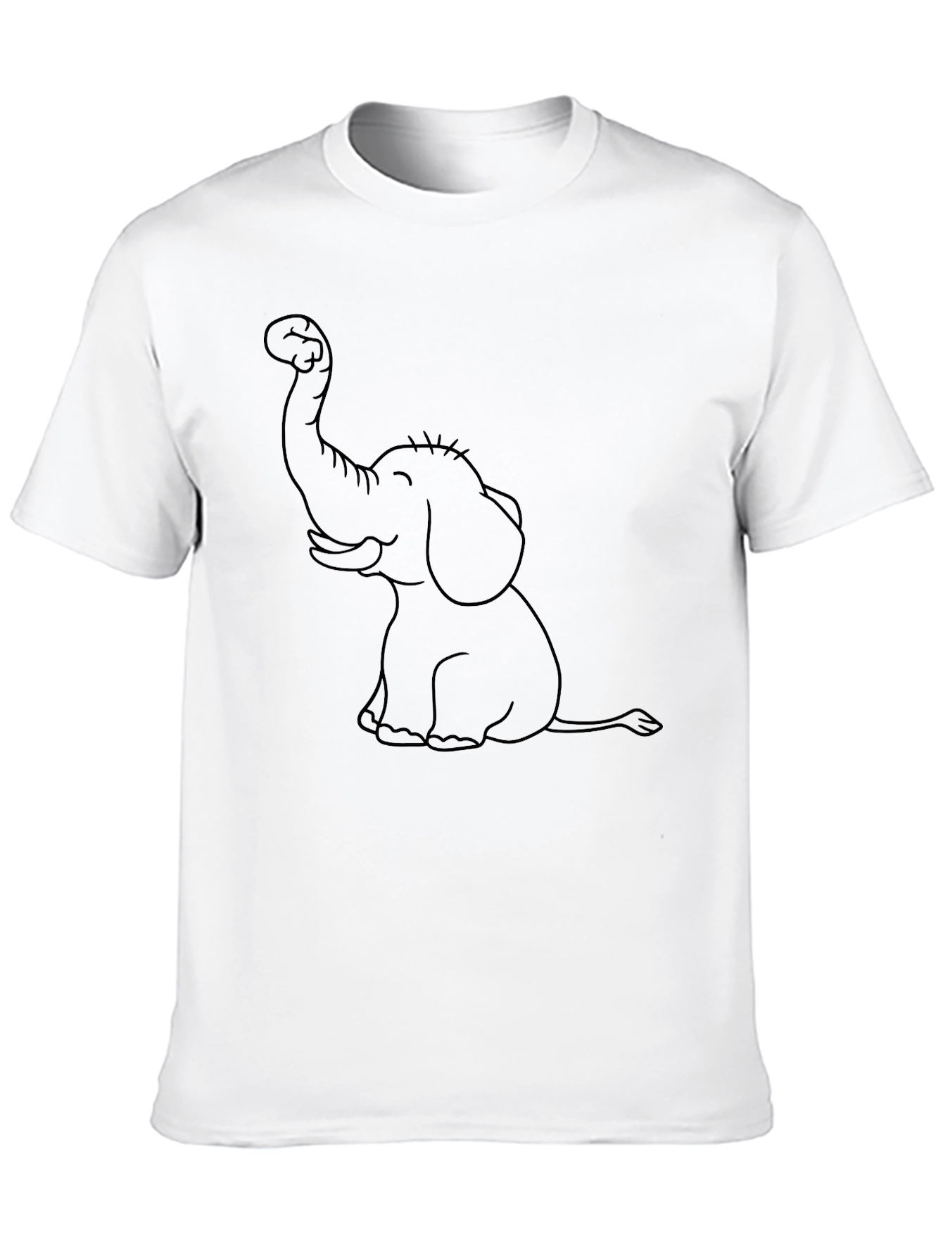 Elephant Outline Black T-Shirt - Cute Cartoon Tee