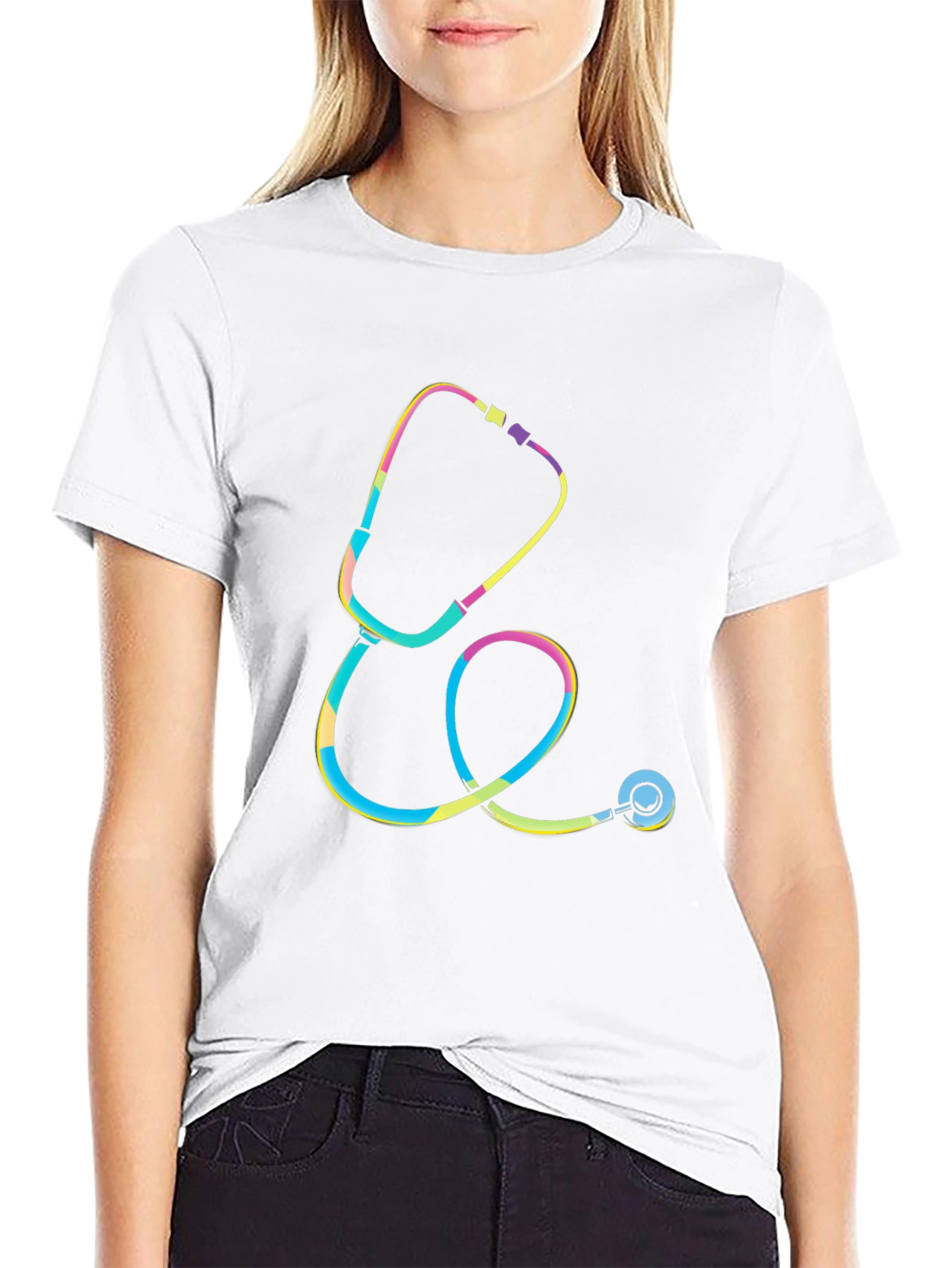 Vibrant Stethoscope Graphic T-Shirt - Medical Style