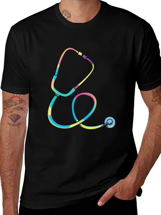 Vibrant Stethoscope Graphic T-Shirt - Medical Style
