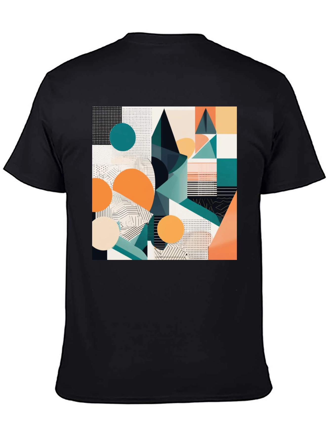 Abstract Geometric Print Black T-Shirt