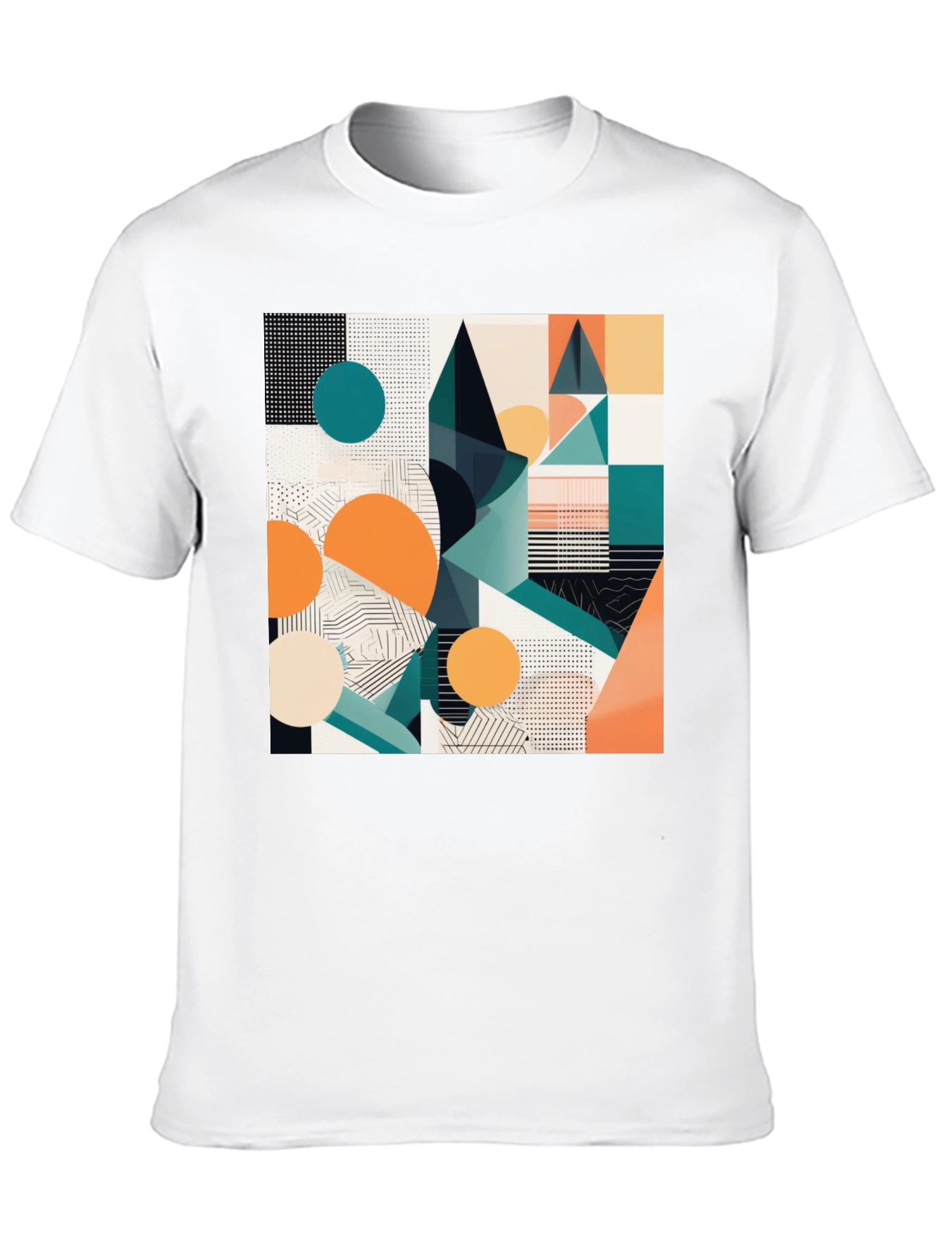 Abstract Geometric Print Black T-Shirt