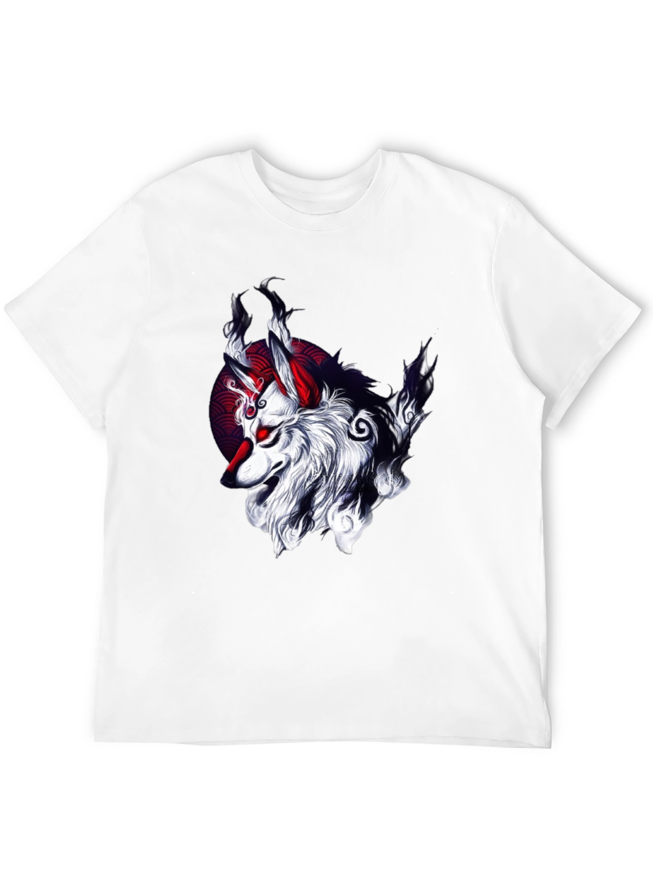 Black T-Shirt with Wolf Graphic