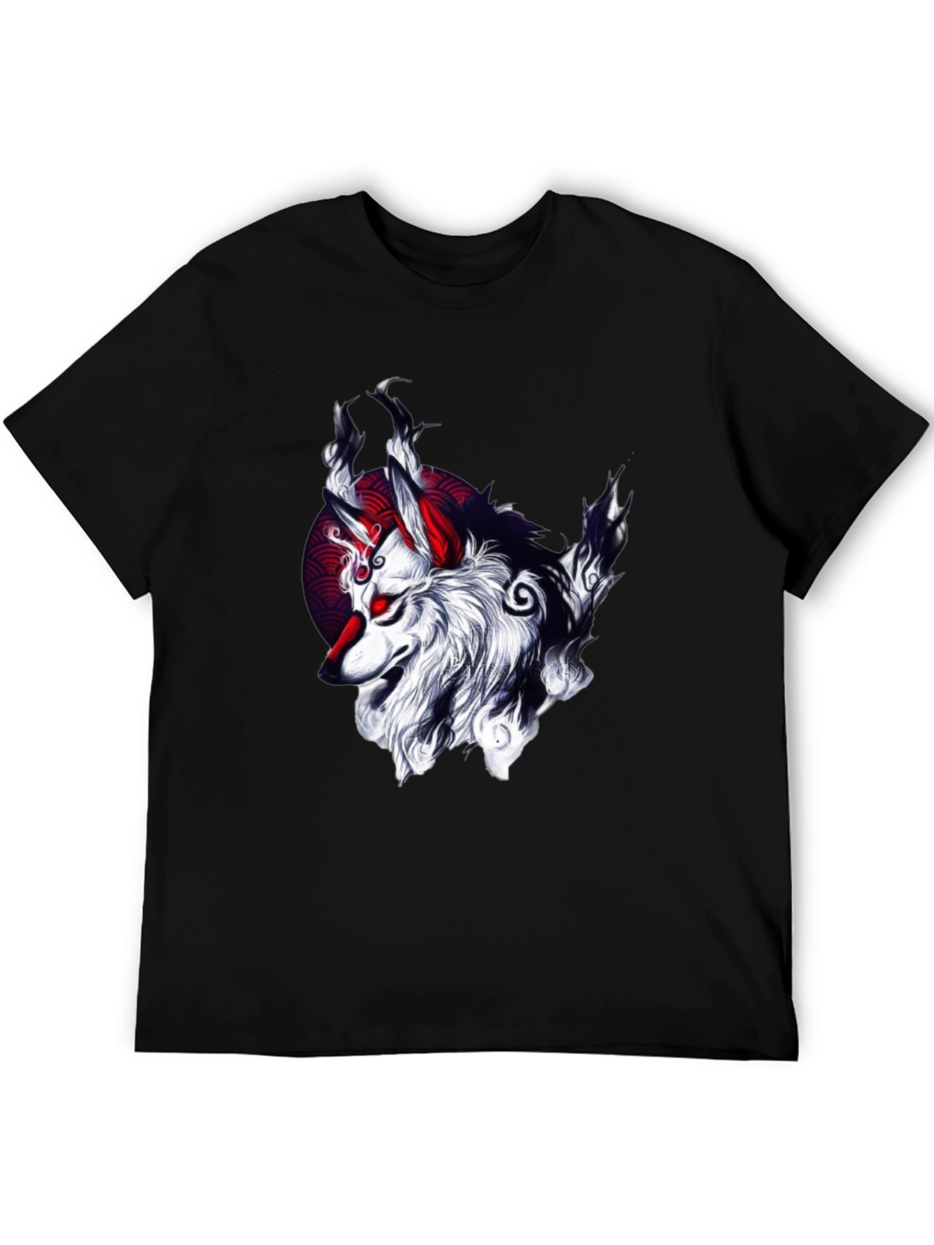 Black T-Shirt with Wolf Graphic