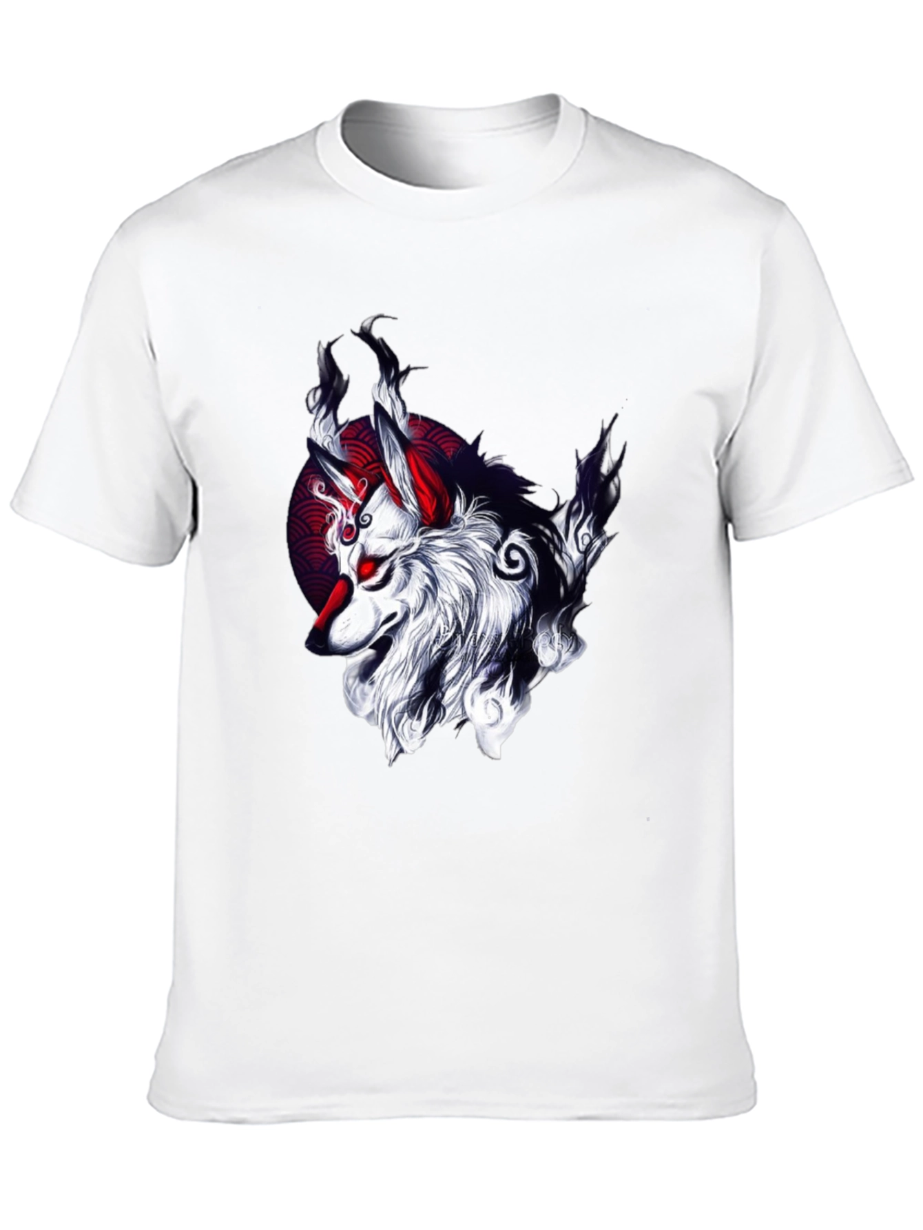 Black T-Shirt with Wolf Graphic