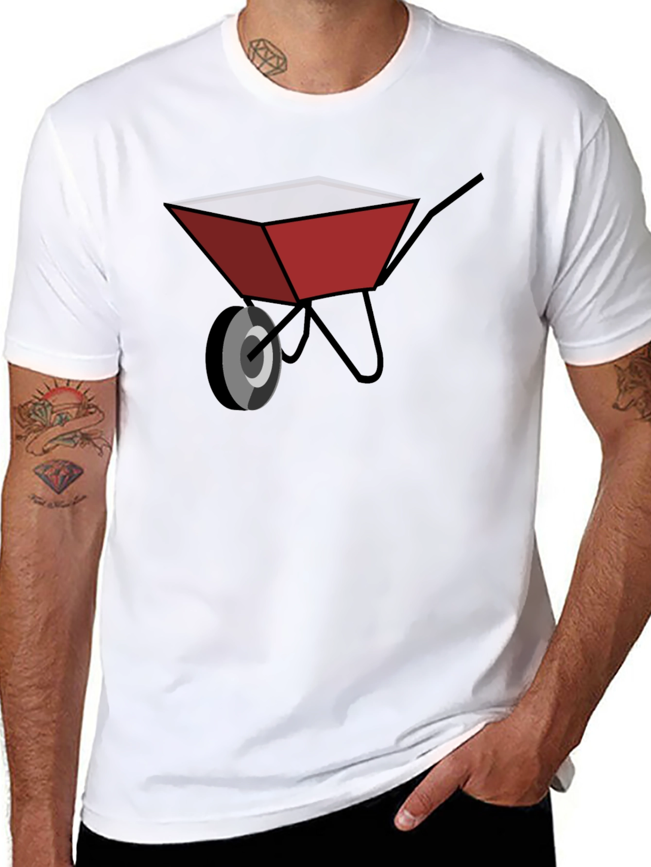 Mens Black Wheelbarrow Graphic T-Shirt