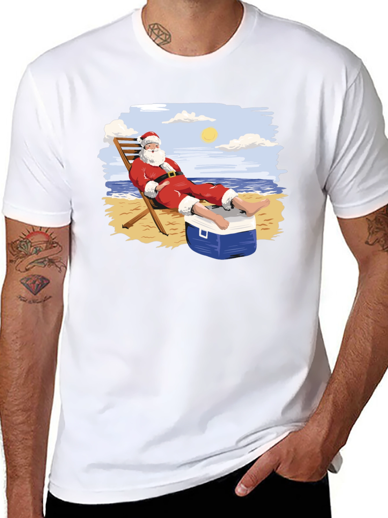Santa Beach T-Shirt - Holiday Relaxation