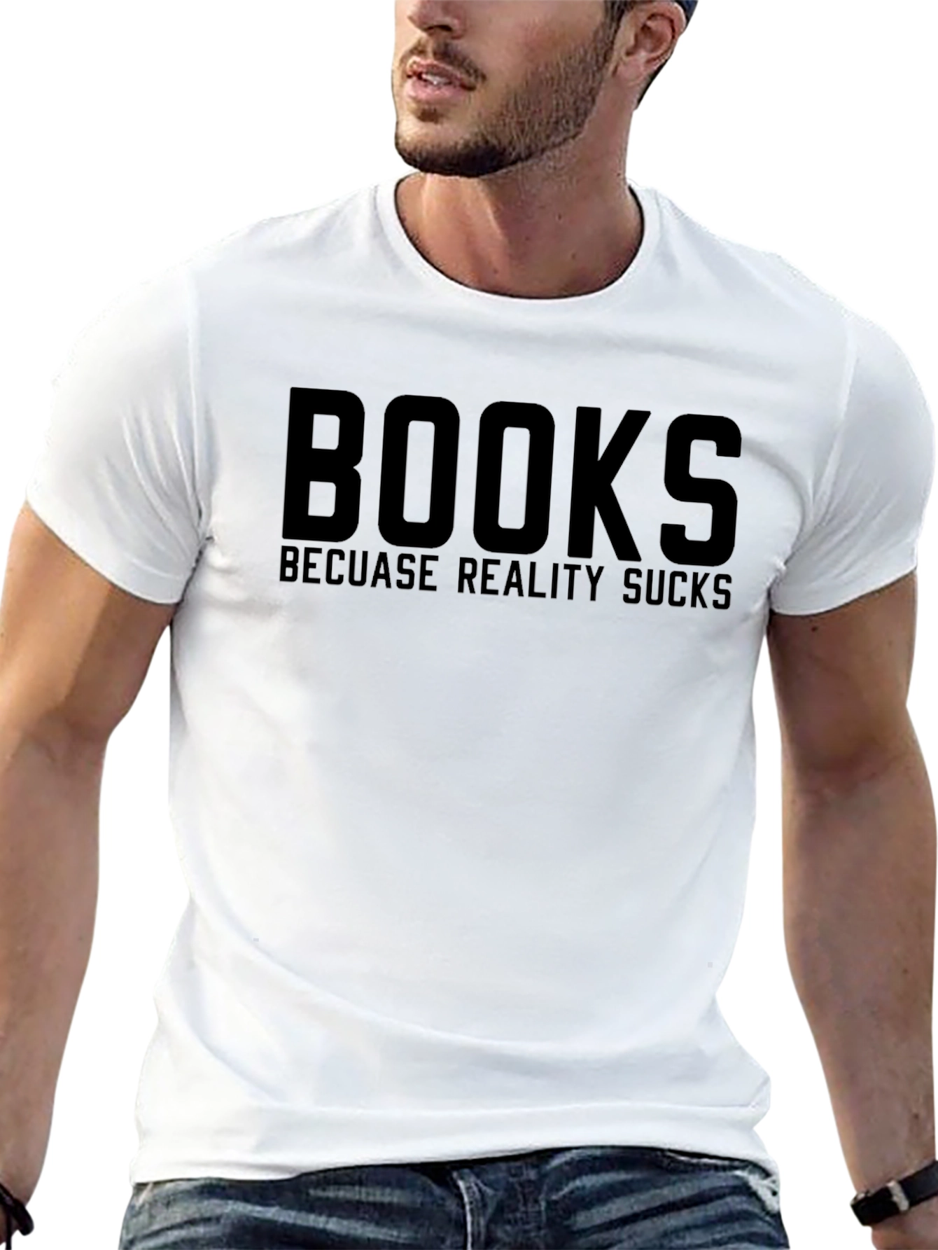Books Because Reality Sucks Graphic Tee - Black