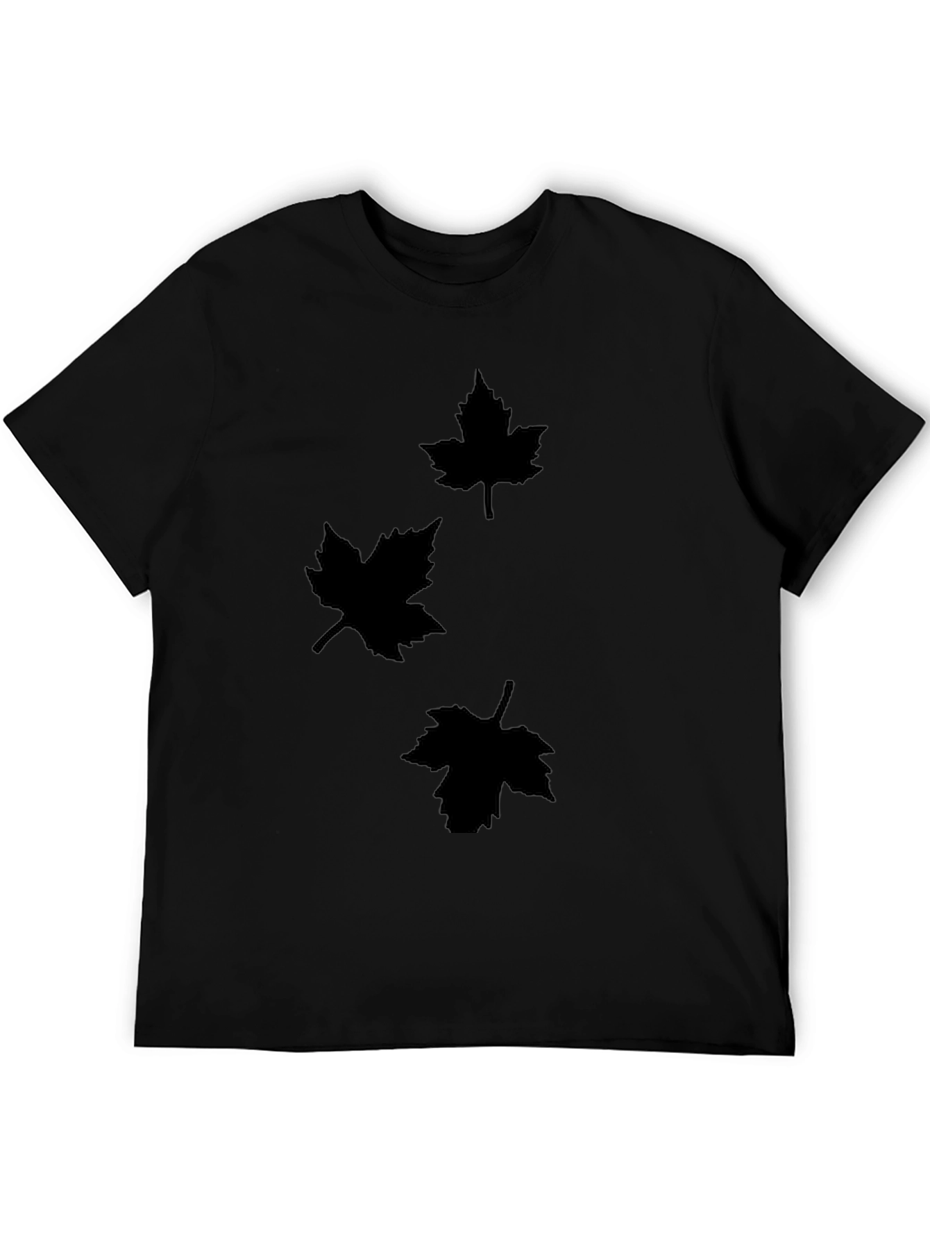 Mens Black T-Shirt with Maple Leaf Design