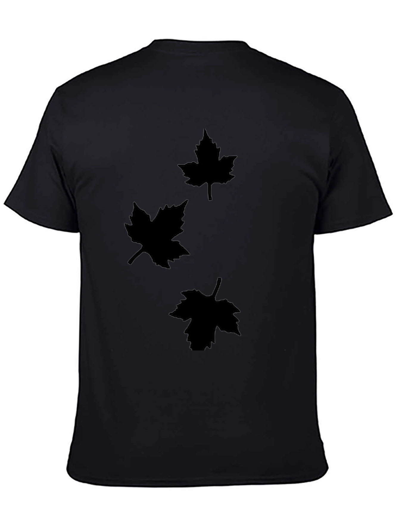 Mens Black T-Shirt with Maple Leaf Design