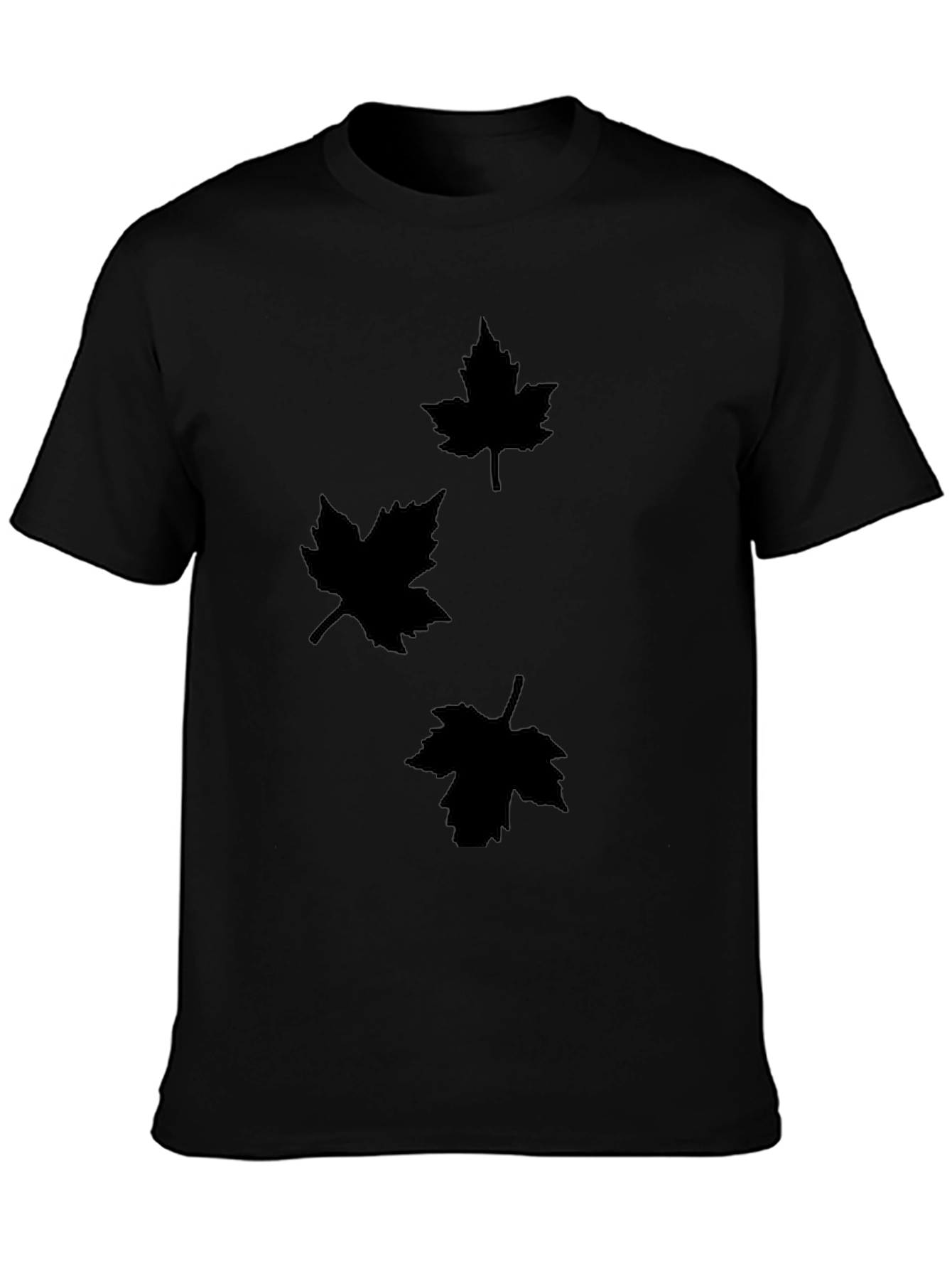 Mens Black T-Shirt with Maple Leaf Design