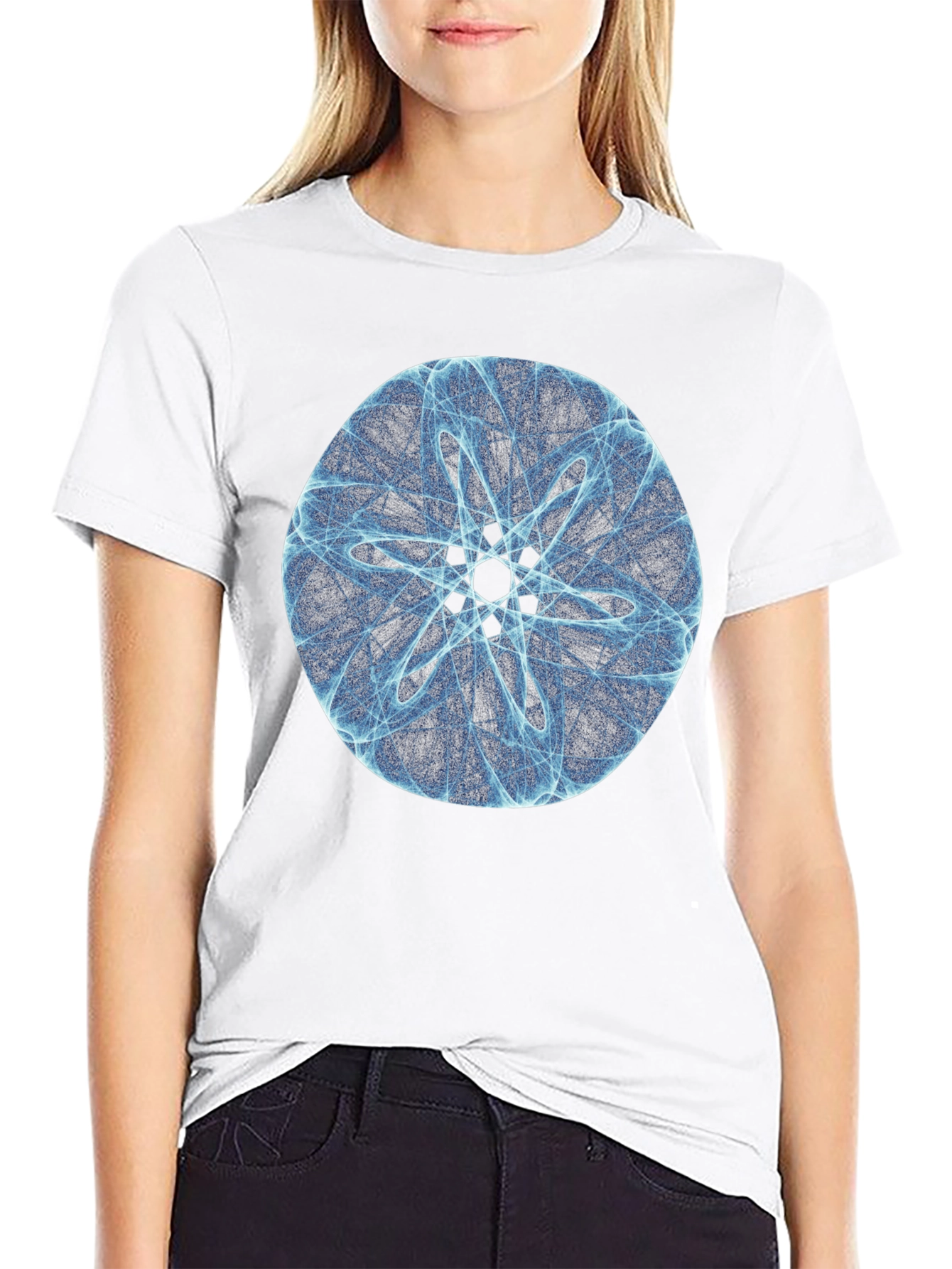 Geometric Circle Design Black T-Shirt